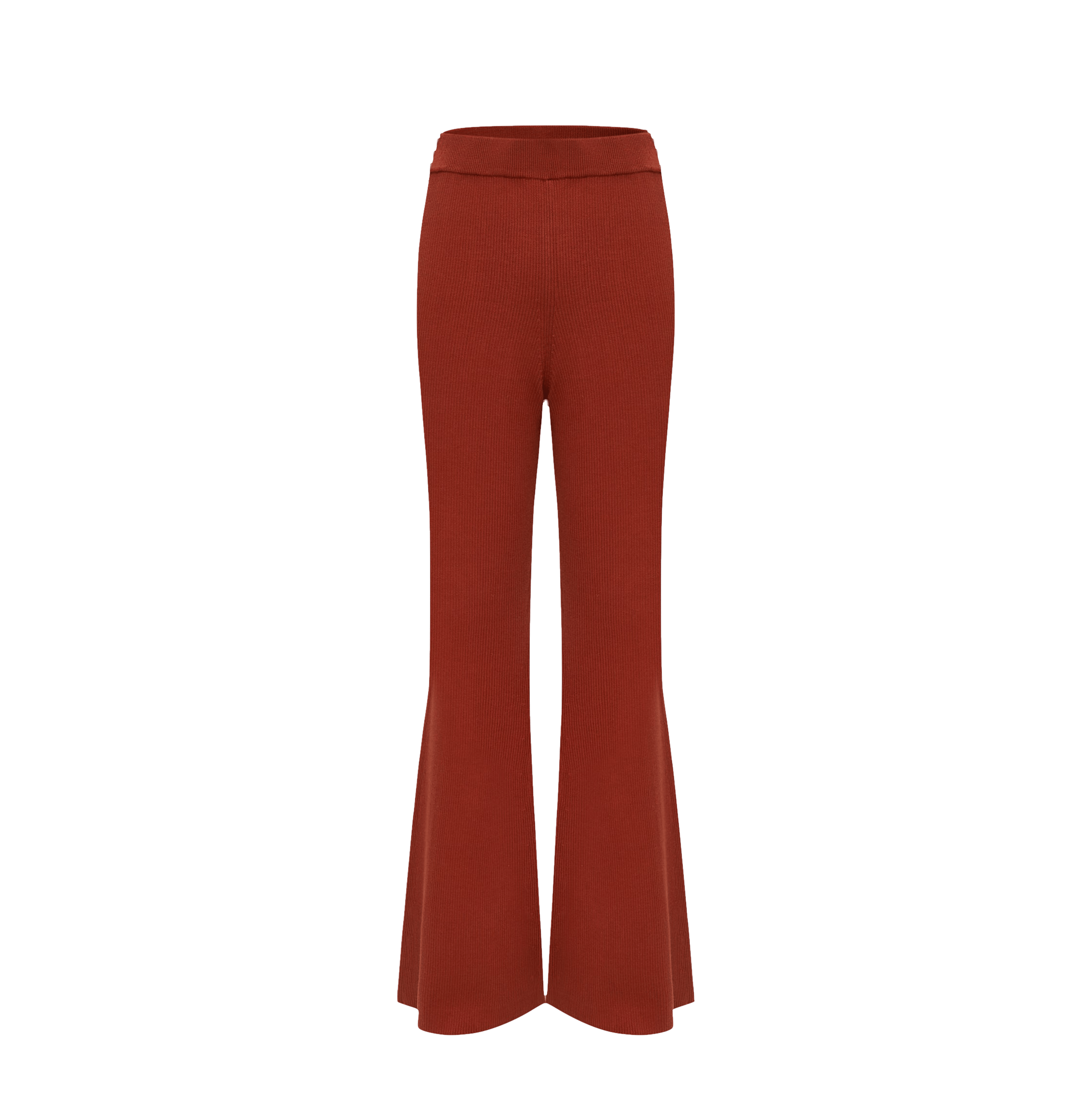 SILK AND CASHMERE RIBBED STRAIGHT-LEG PANTS in Red made by CRUSH Collection