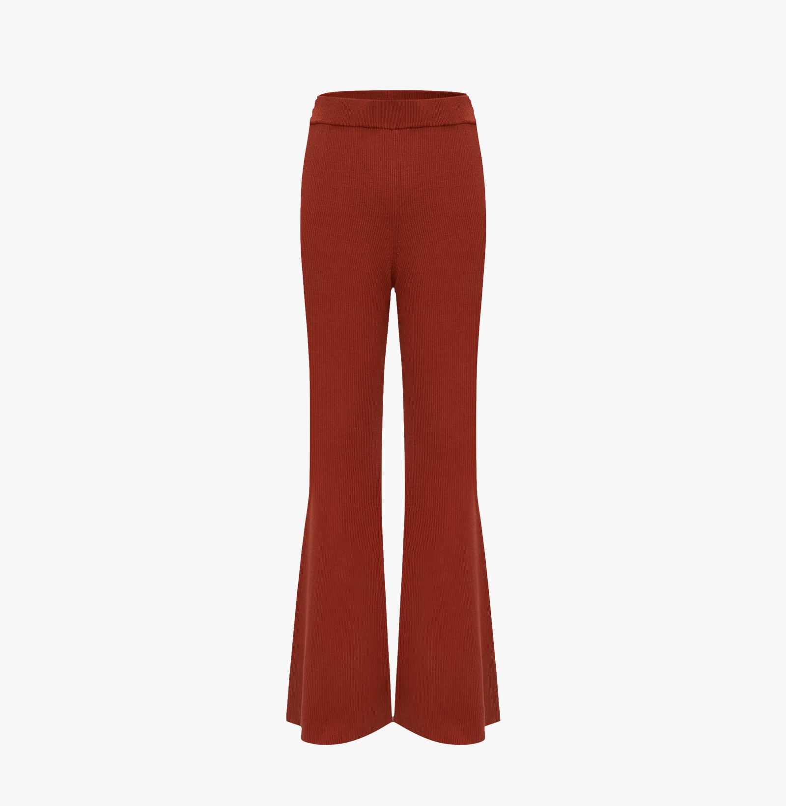 SILK AND CASHMERE RIBBED STRAIGHT-LEG PANTS in Red made by CRUSH Collection