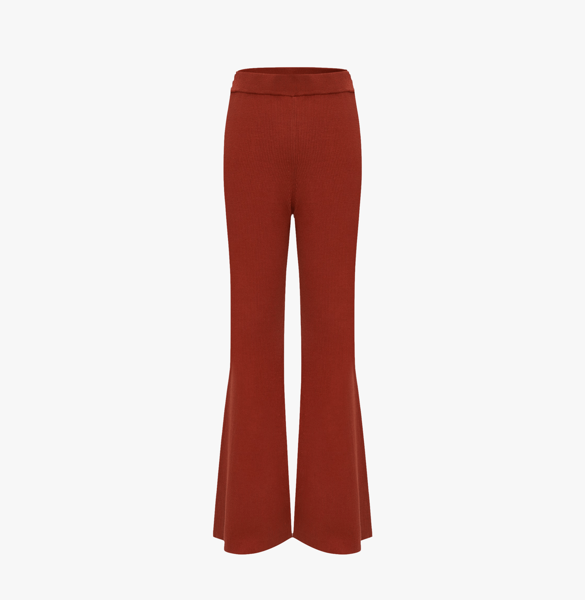 SILK AND CASHMERE RIBBED STRAIGHT-LEG PANTS in Red made by CRUSH Collection