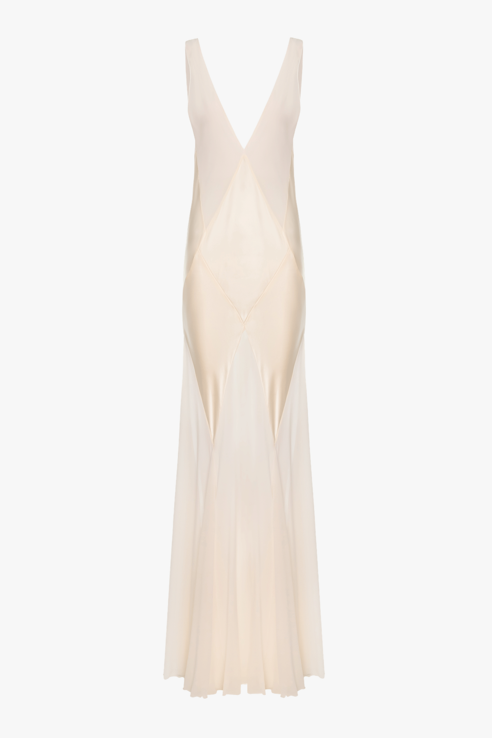 Satin And Lace Diamond Panels Cream Maxi Dress made by Aureliana