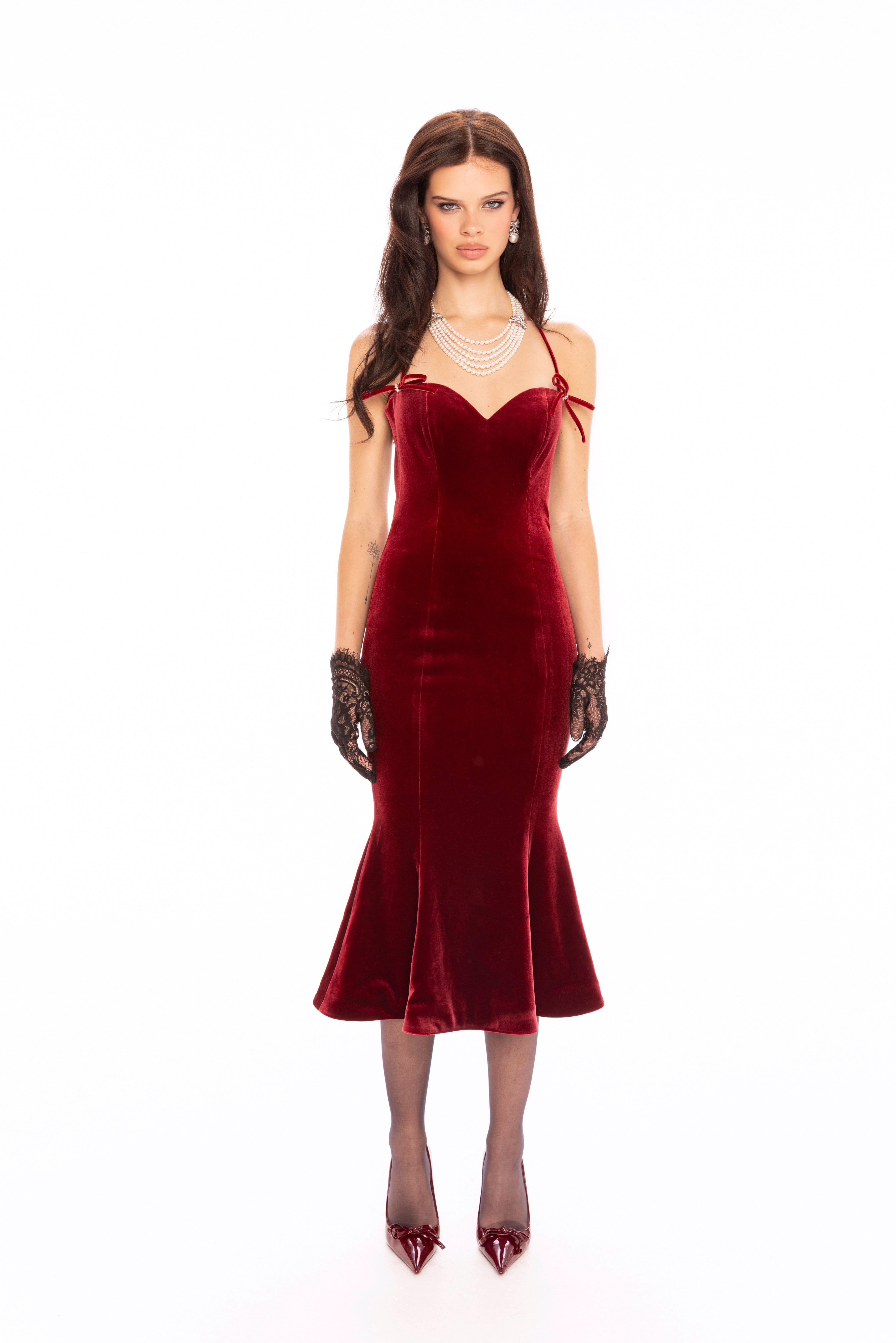 Althea Velvet Maxi Dress (Red) made by Nana Jacqueline