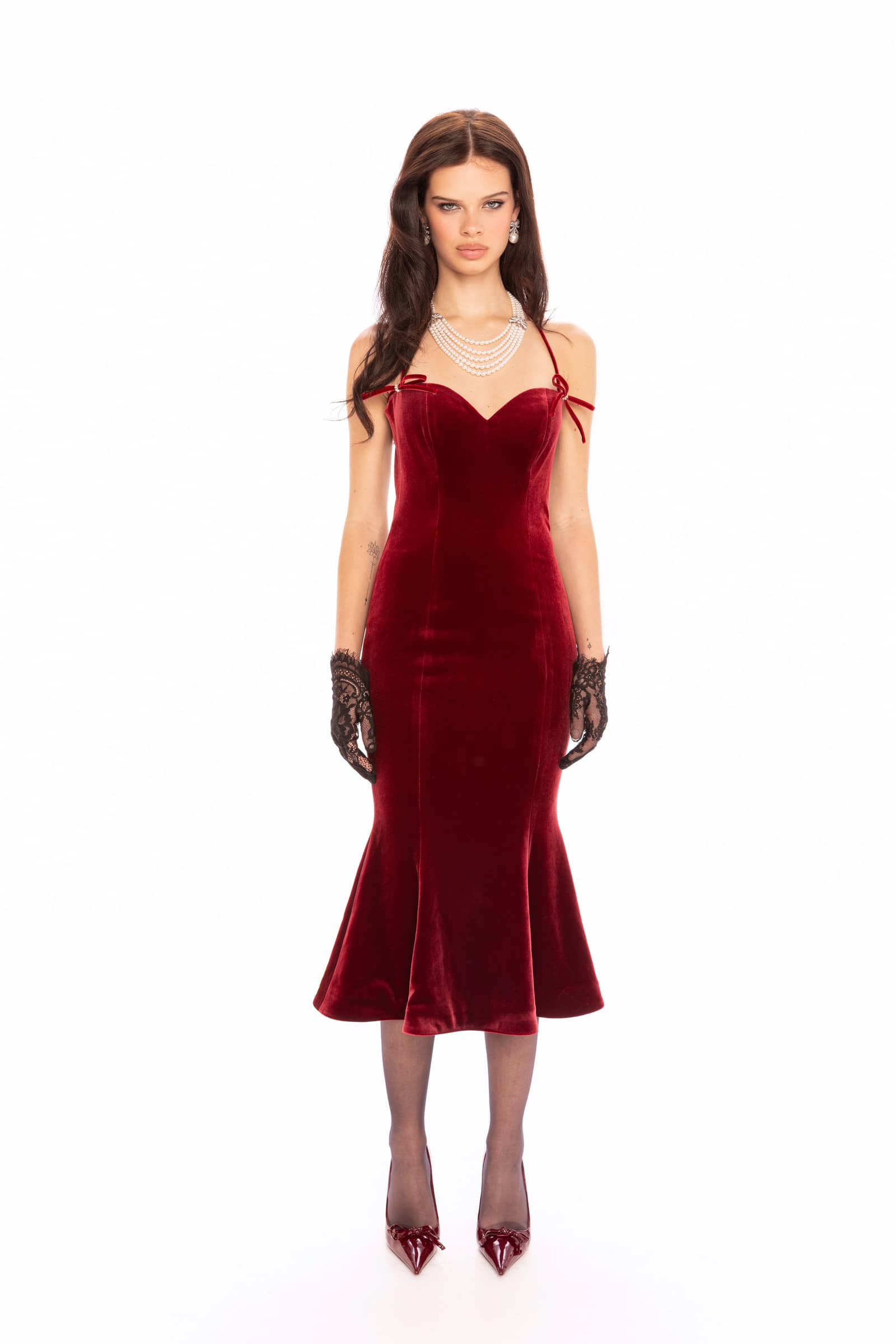 Althea Velvet Maxi Dress (Red) made by Nana Jacqueline
