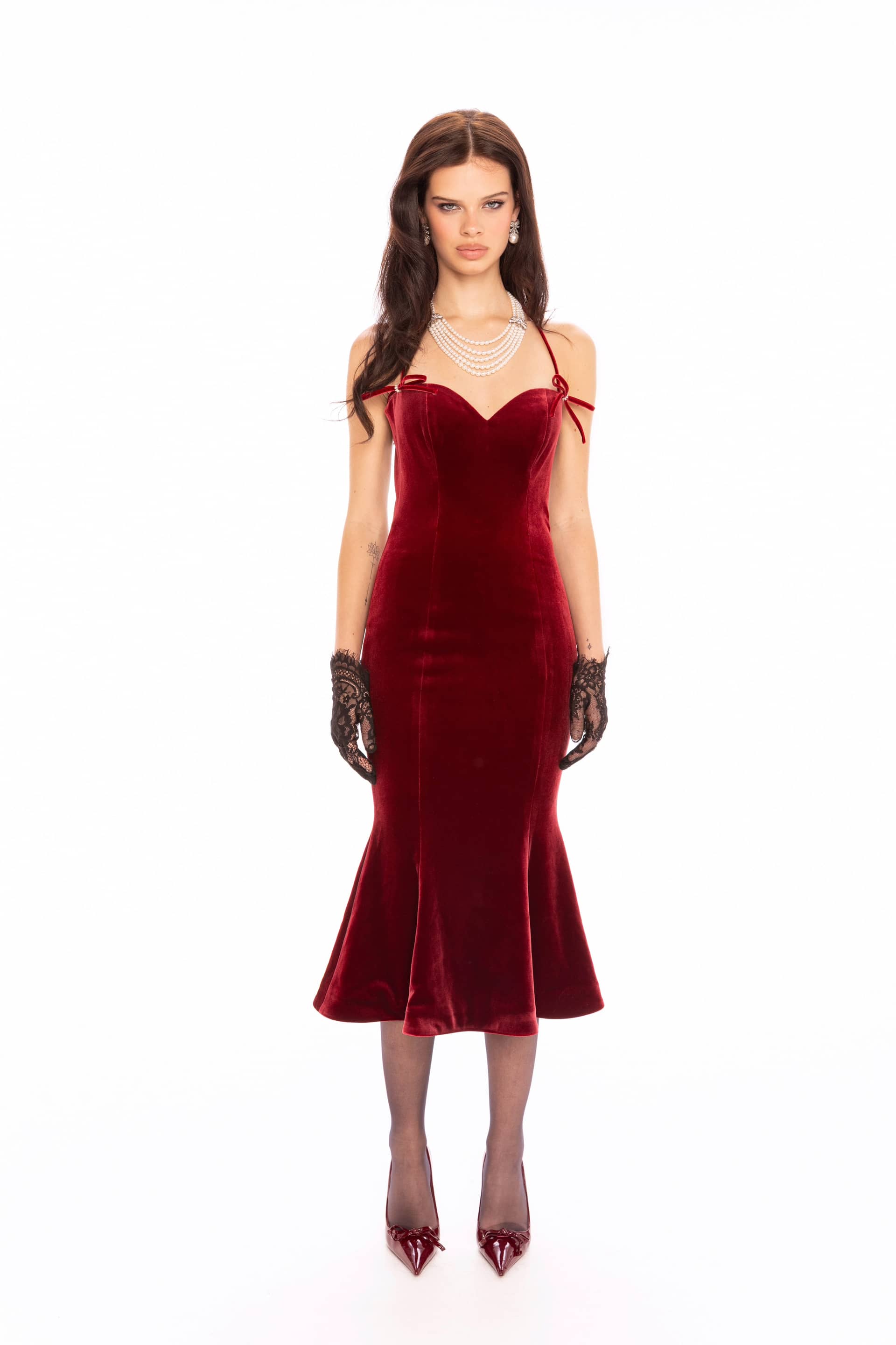 Althea Velvet Maxi Dress (Red) made by Nana Jacqueline