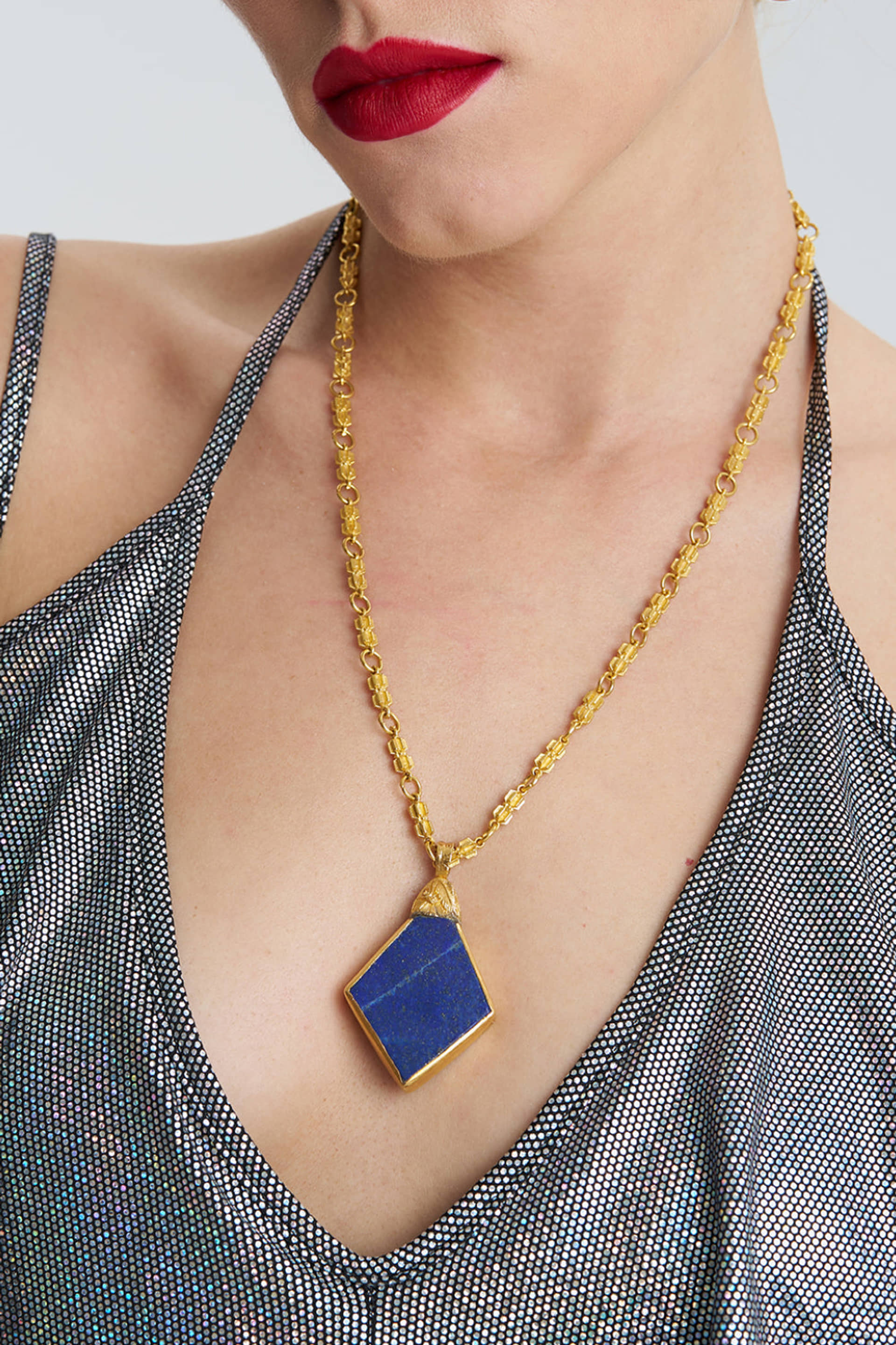 Lapis Gold Necklace made by Lora Istanbul
