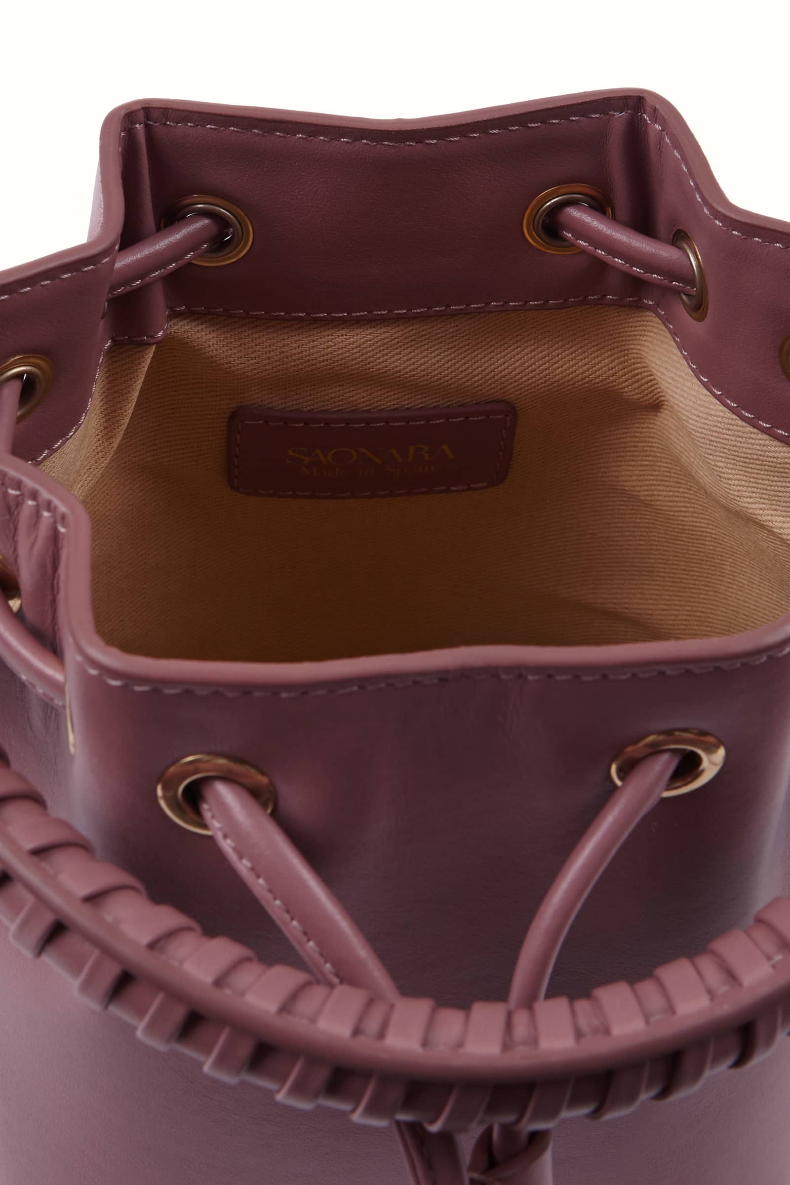 SAONARA MINI BUCKET PINK LEATHER made by Saonara