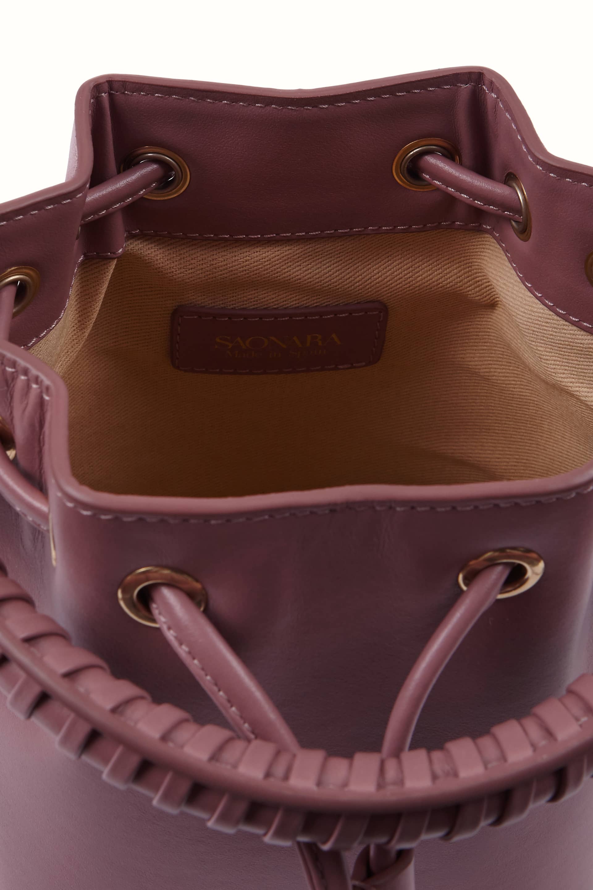 SAONARA MINI BUCKET PINK LEATHER made by Saonara