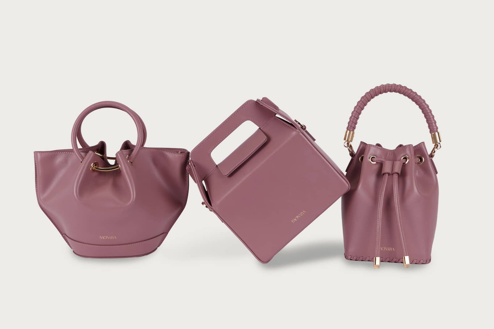 SAONARA MINI BUCKET PINK LEATHER made by Saonara