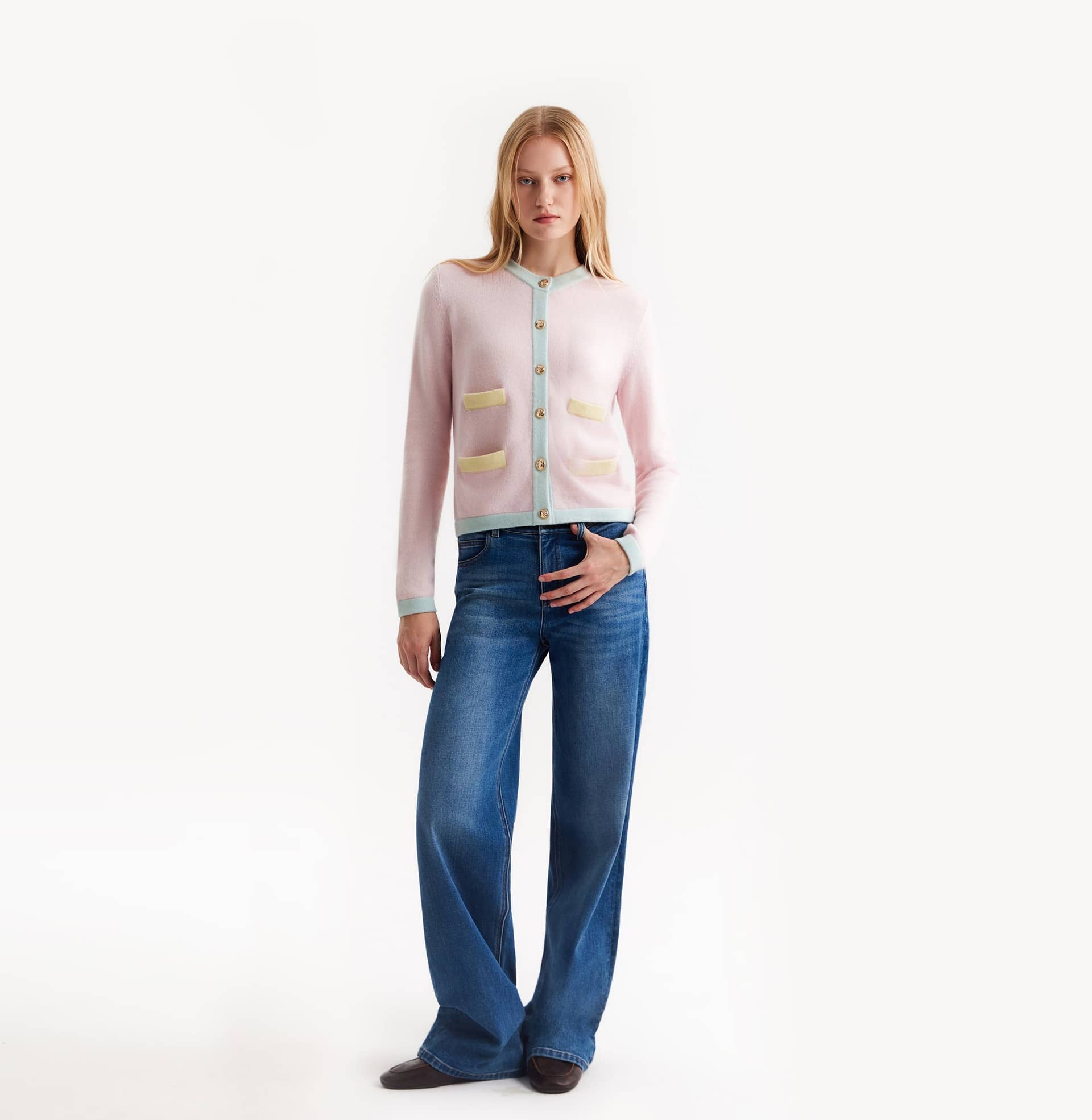 COLORBLOCKED CASHMERE CARDIGAN made by CRUSH Collection