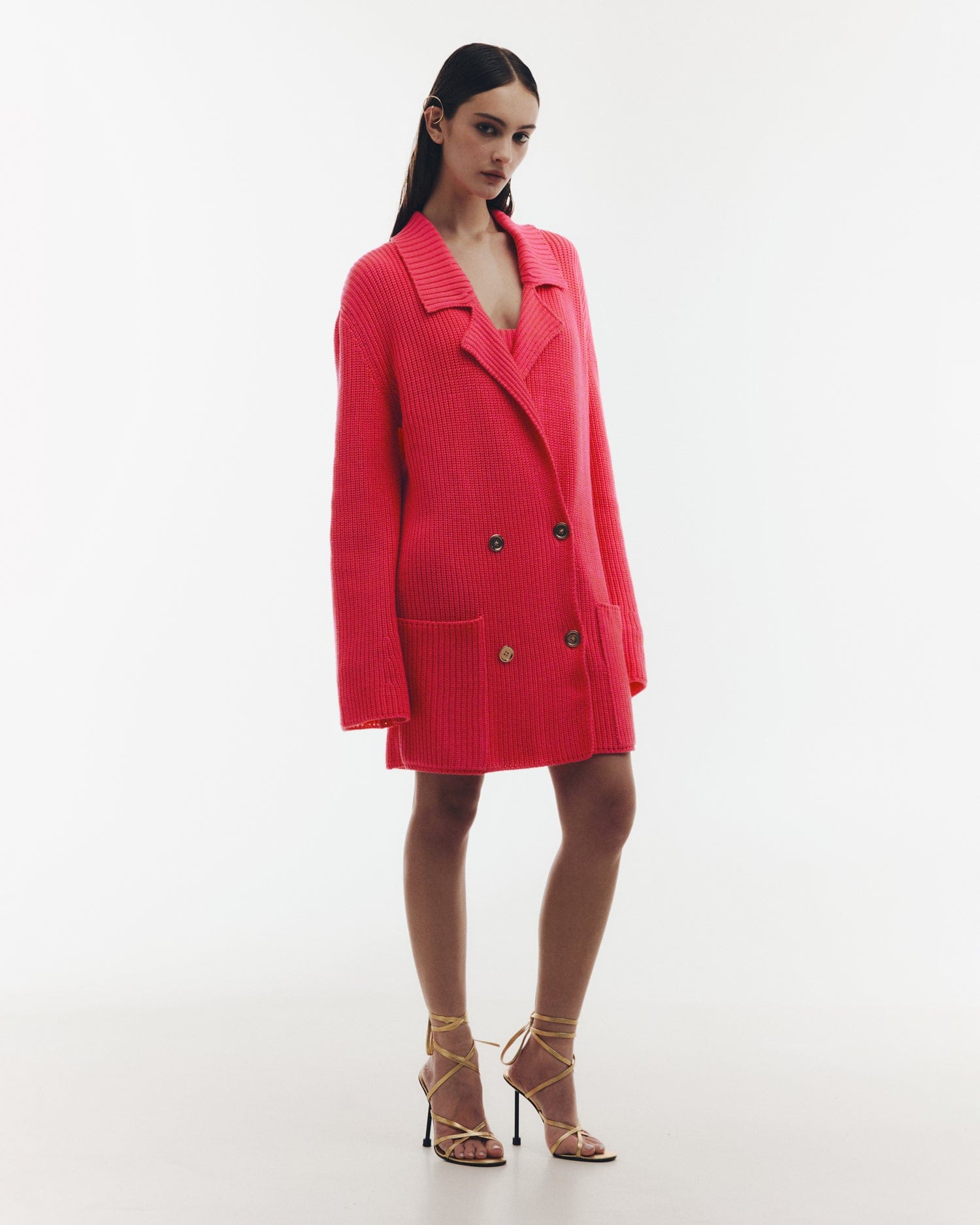 Brink pink cardigan made by KNITEL