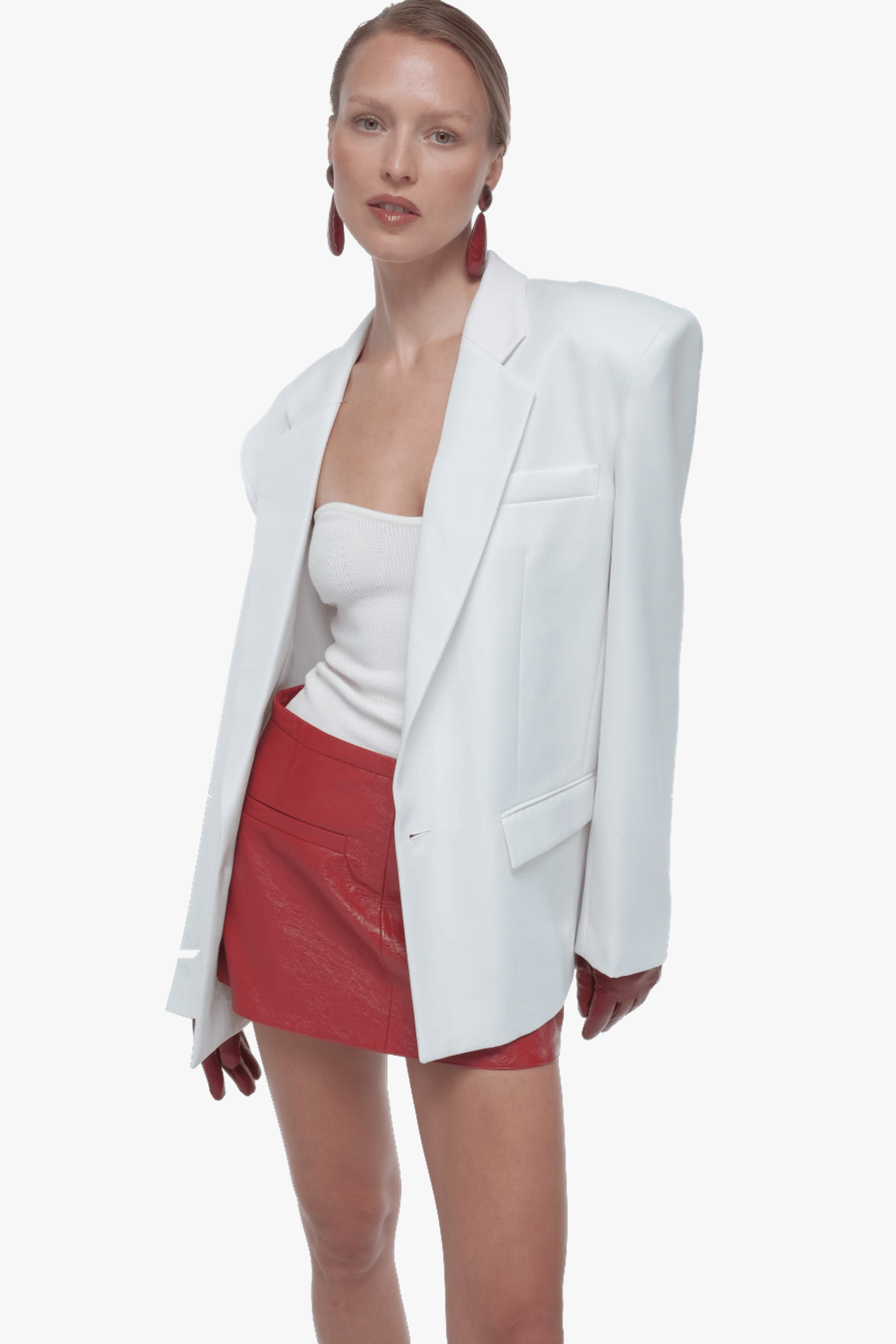 Oversized minimal blazer in White made by AFTERHOURS
