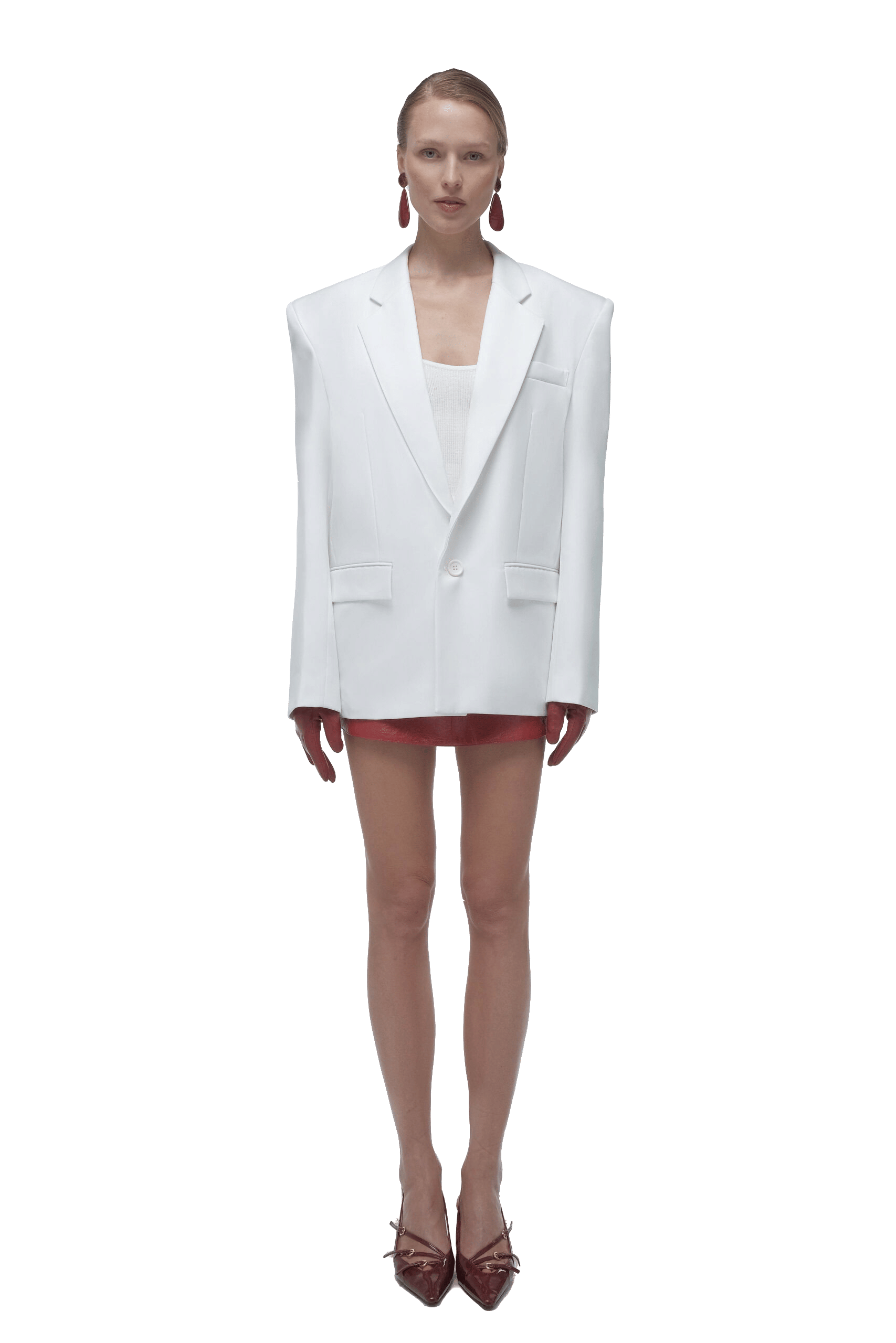 Oversized minimal blazer in White made by AFTERHOURS