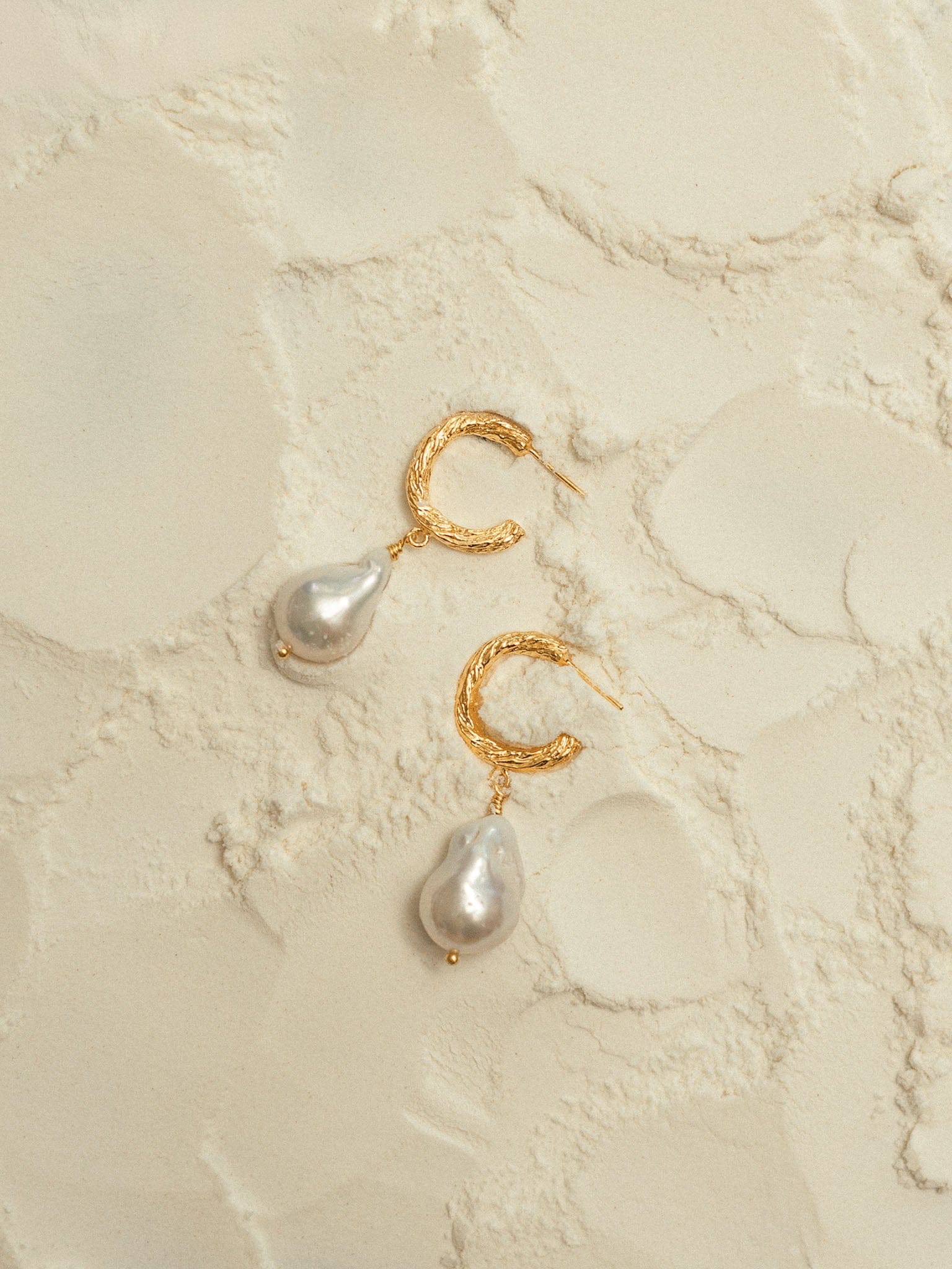 Archaic Pearl Hoop Earrings made by Eva Remenyi