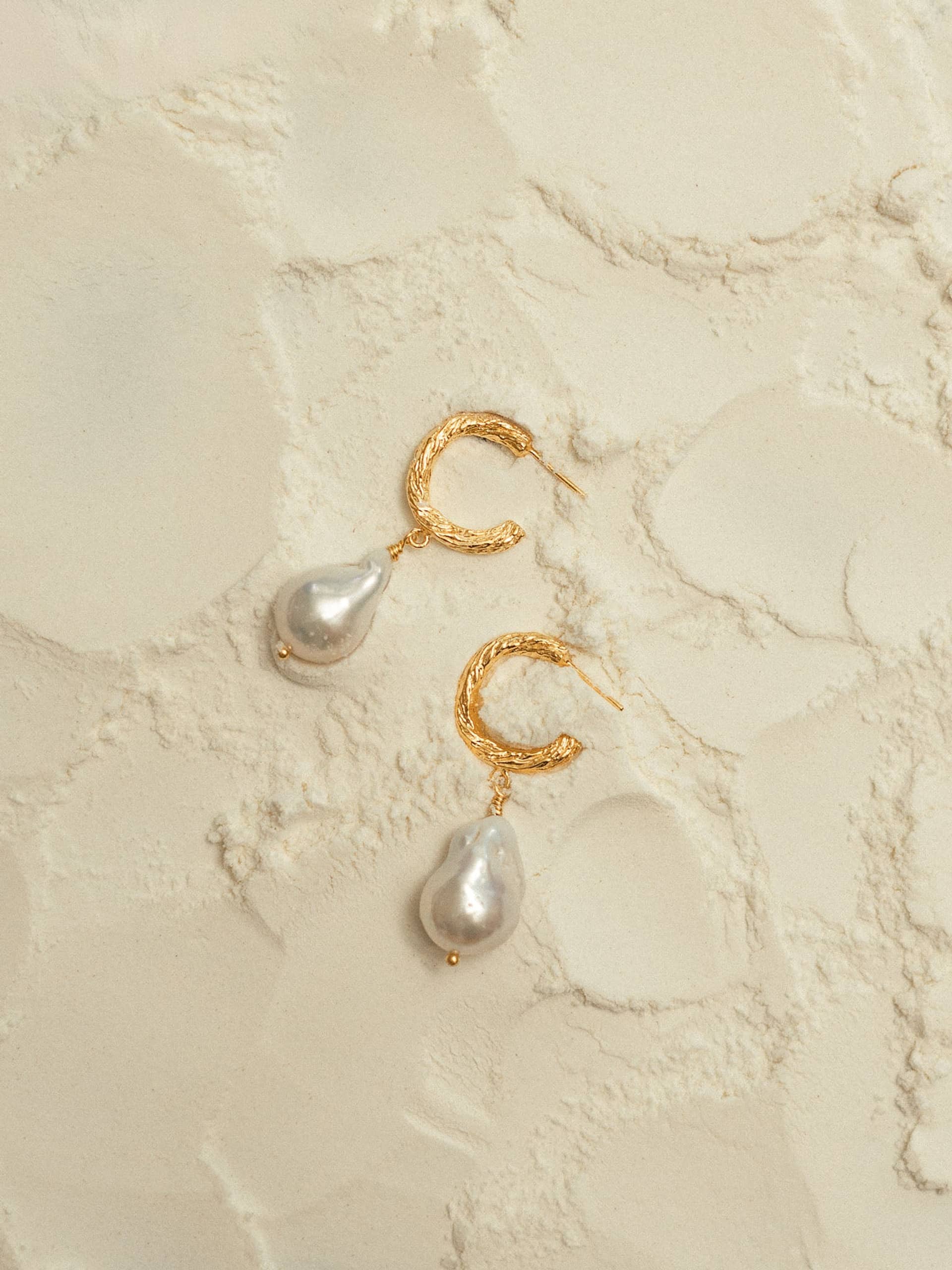Archaic Pearl Hoop Earrings made by Eva Remenyi
