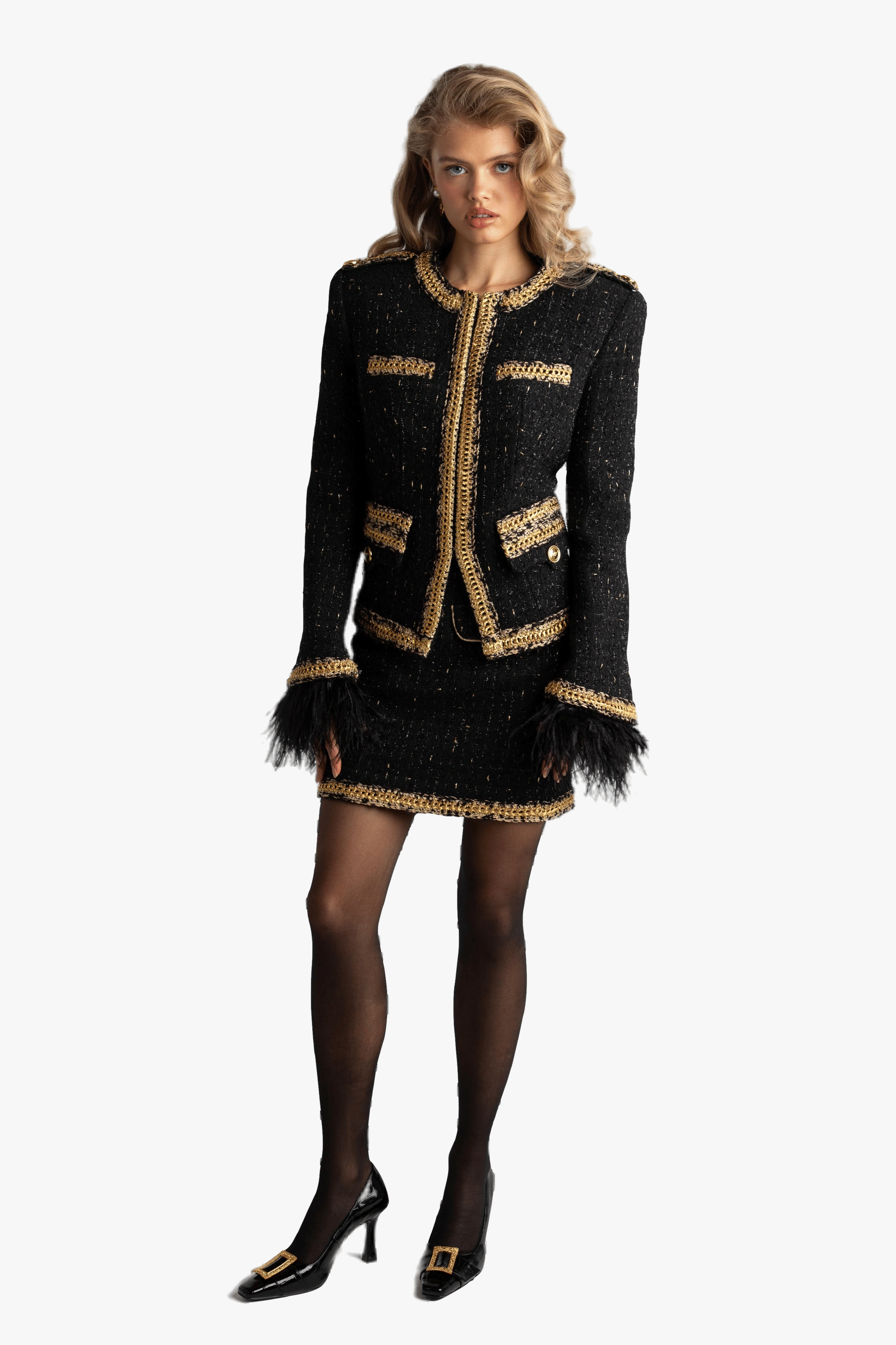 Sophia Tweed Skirt (Final Sale) in Black made by Nana Jacqueline