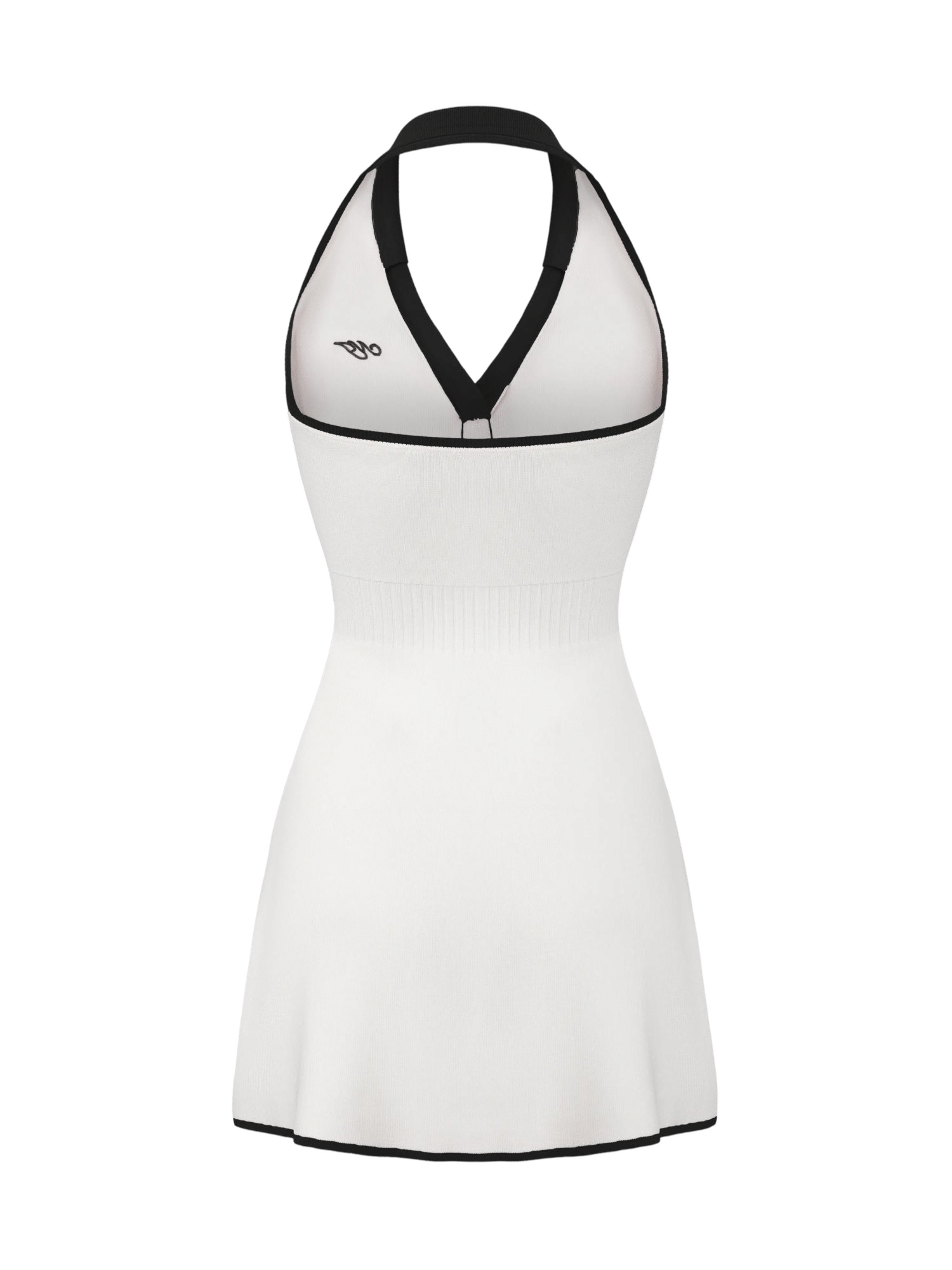 Elle Contrast Halter White Knit Mini Dress made by Nana Jacqueline