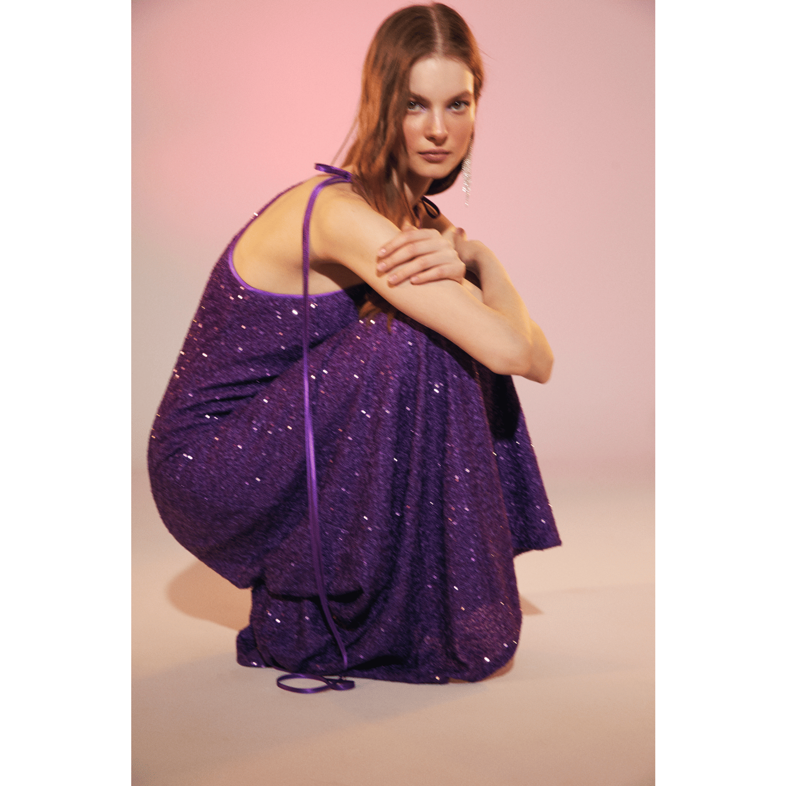 Addie Sequin Long Dress in Sparkling Grape in Purple made by Nazli Ceren