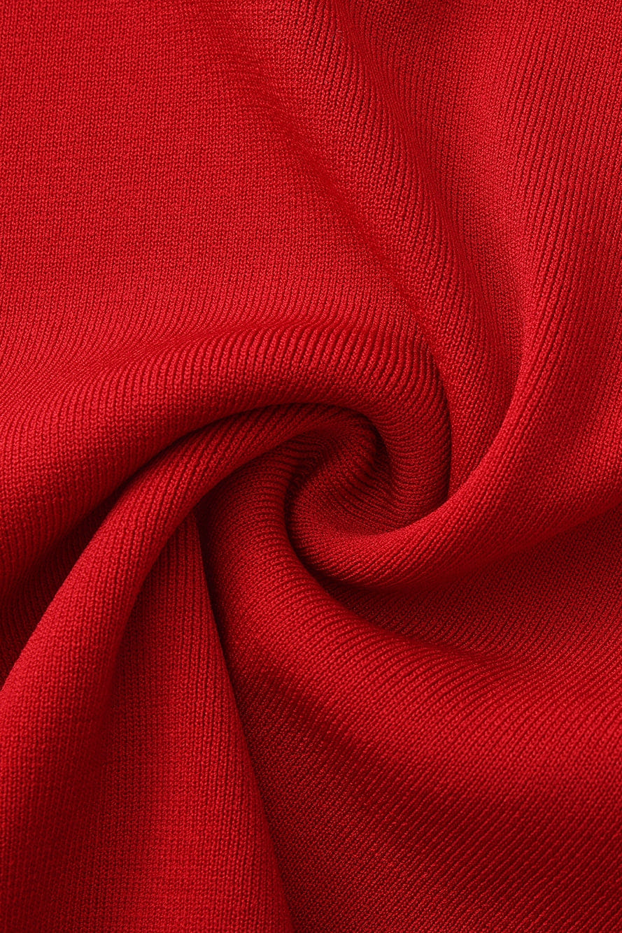 Elle Contrast Halter Red Knit Mini Dress made by Nana Jacqueline