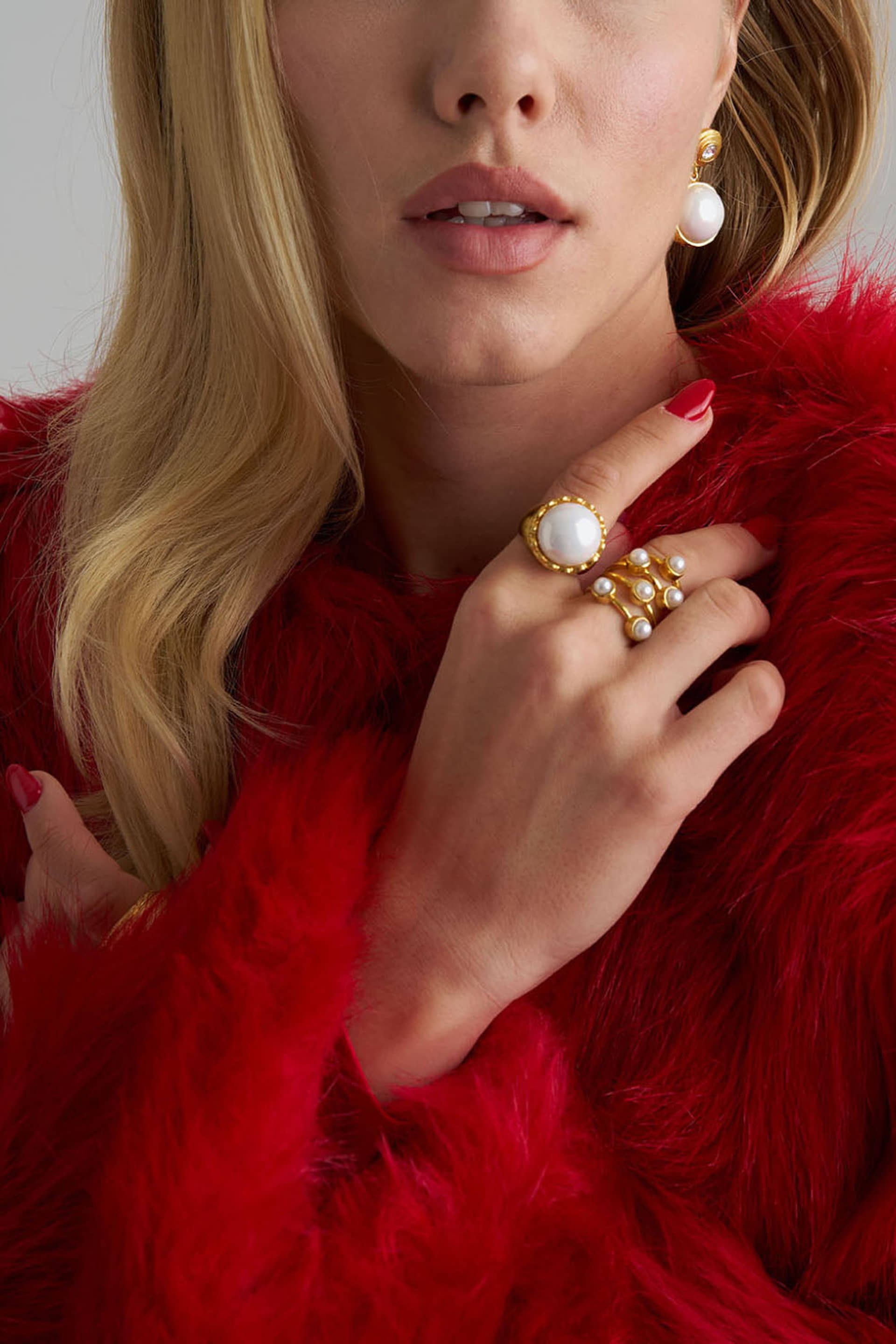 Pearl Gold Ring made by Lora Istanbul