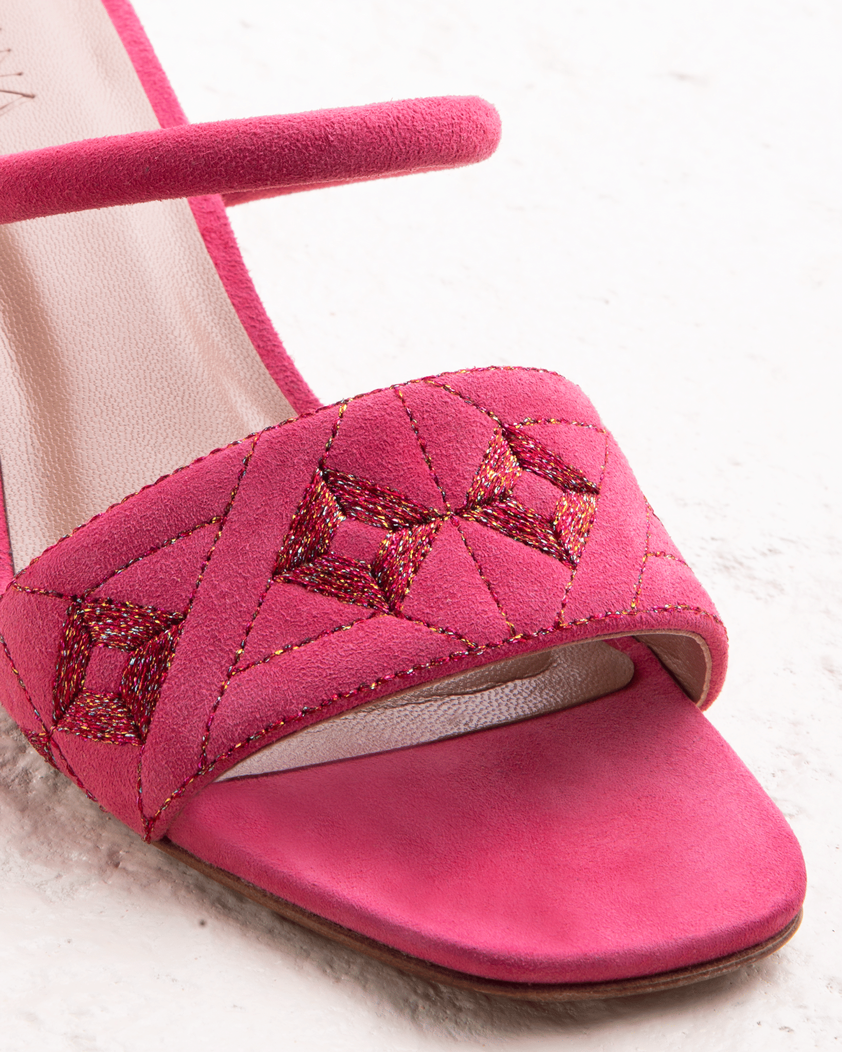 Quilted Diamond Mule 55 Deep Pink in Pink made by ATANA