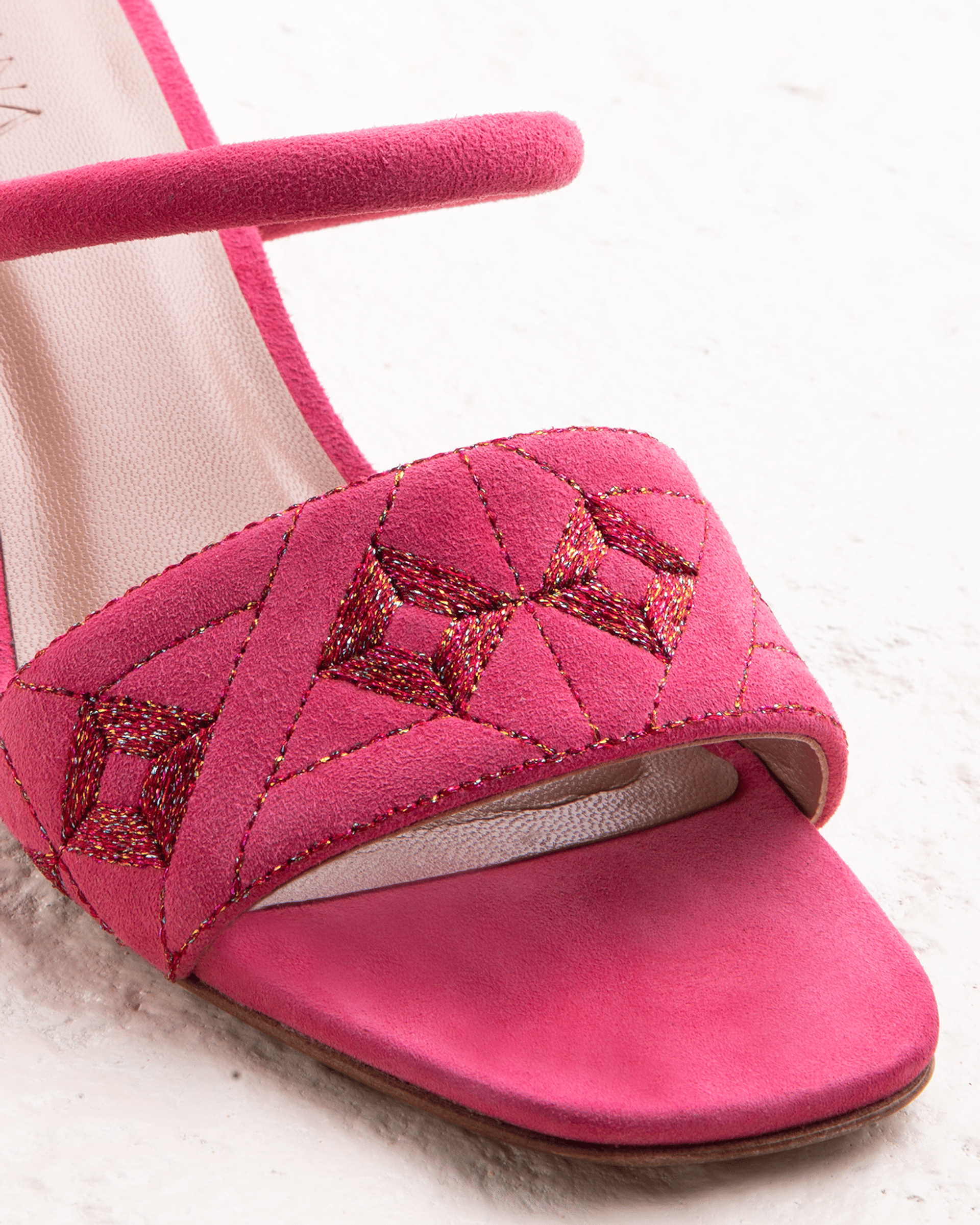 Quilted Diamond Mule 55 Deep Pink in Pink made by ATANA