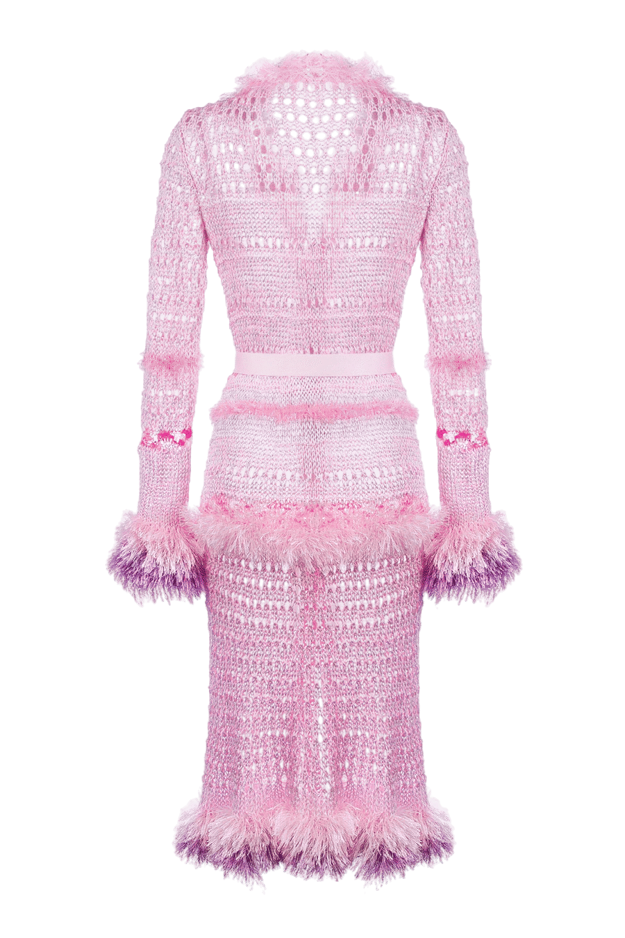 Monroe Pink Handmade Knit Cardigan-Dress made by ANDREEVA