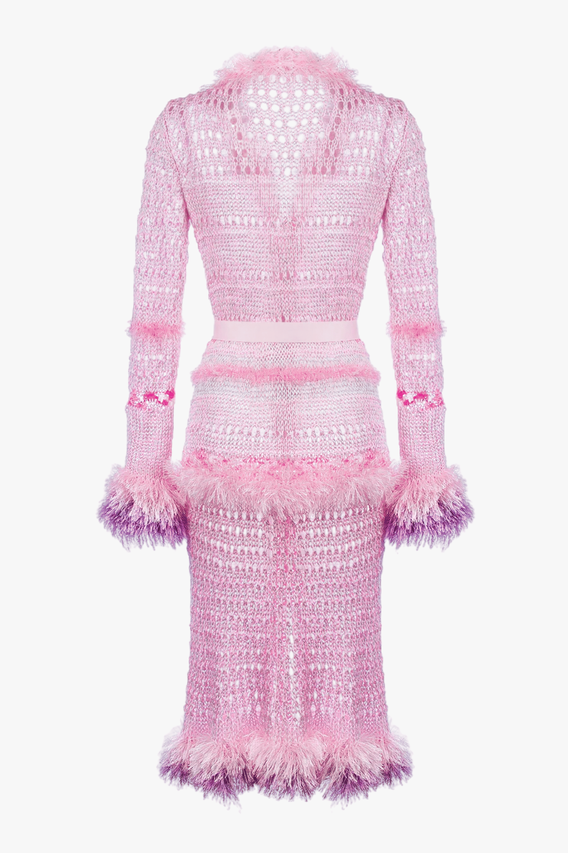 Monroe Pink Handmade Knit Cardigan-Dress made by ANDREEVA