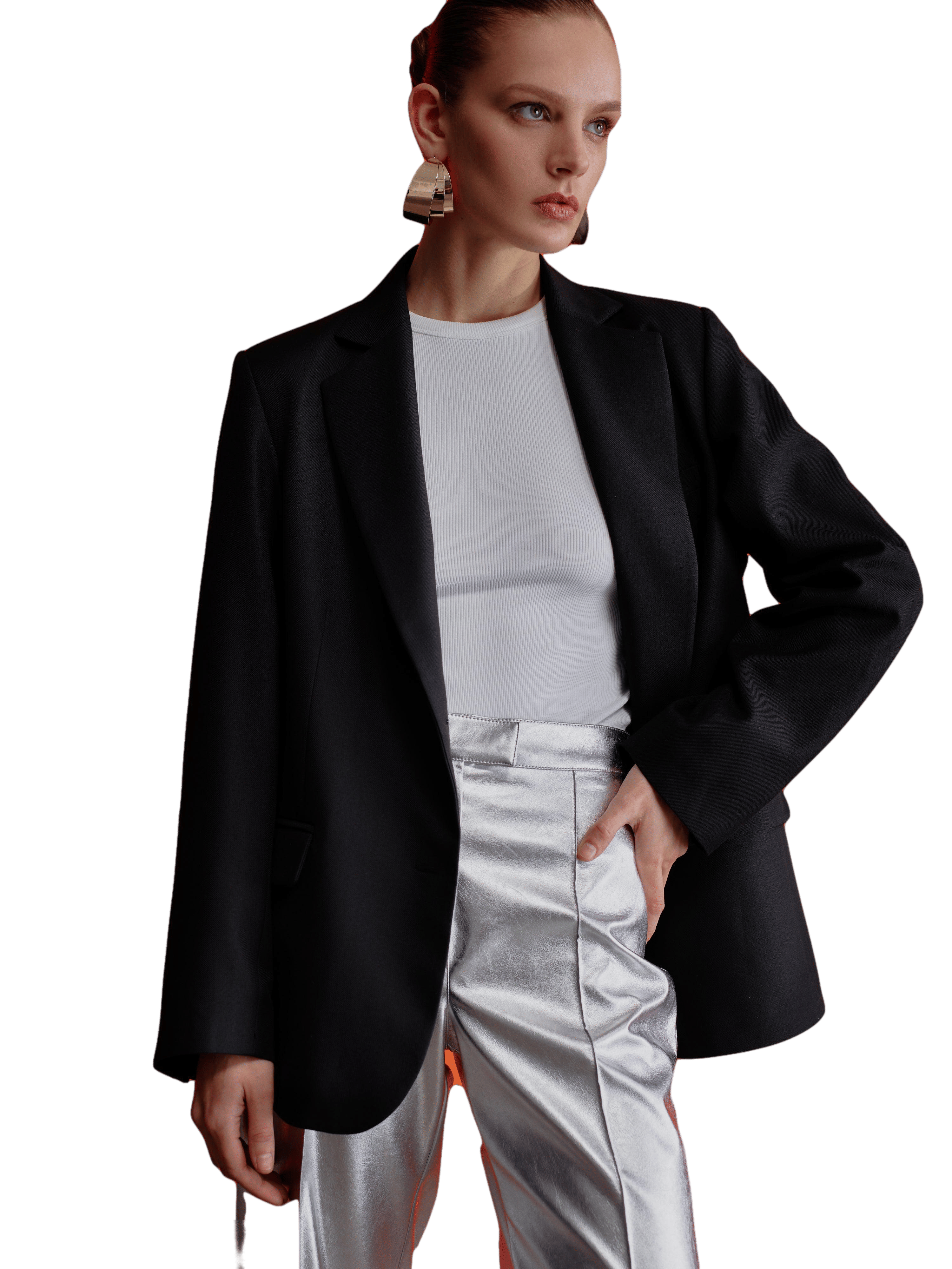 Boxy Oversize Blazer in Black in Black made by Nazli Ceren