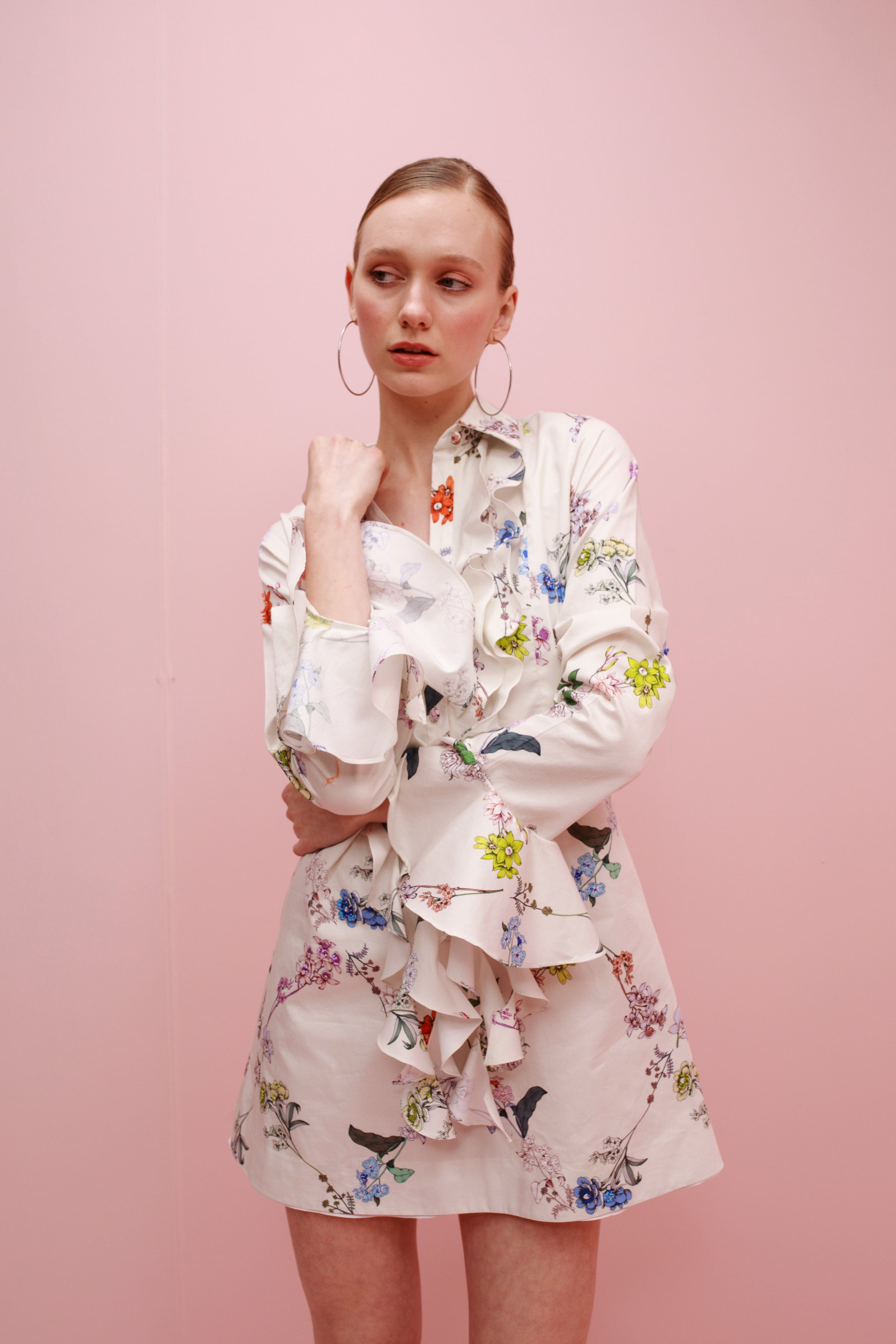 Cate Cotton Flowers Mini Dress made by Francesca Miranda