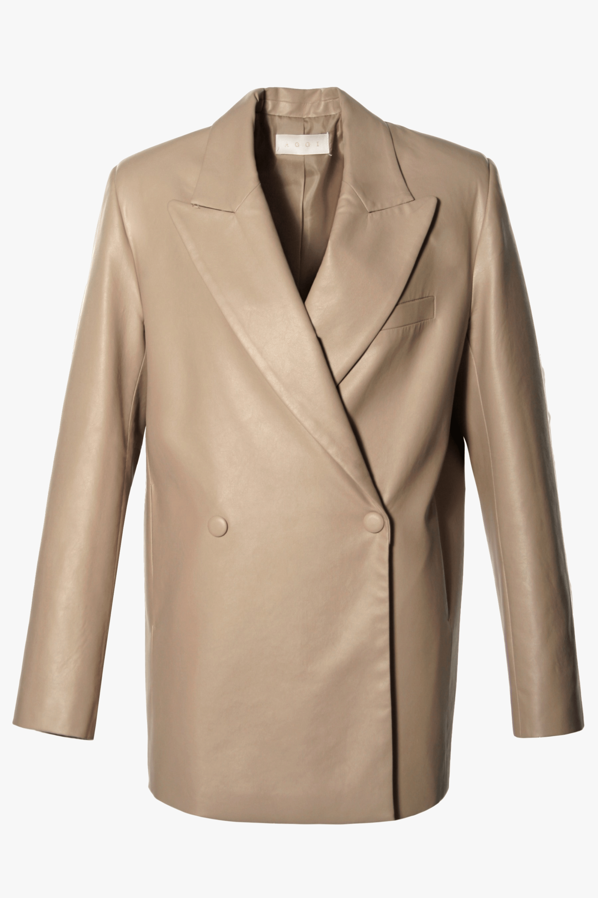 Nicole Cool Beige Vegan Leather Jacket made by HALEWSKI