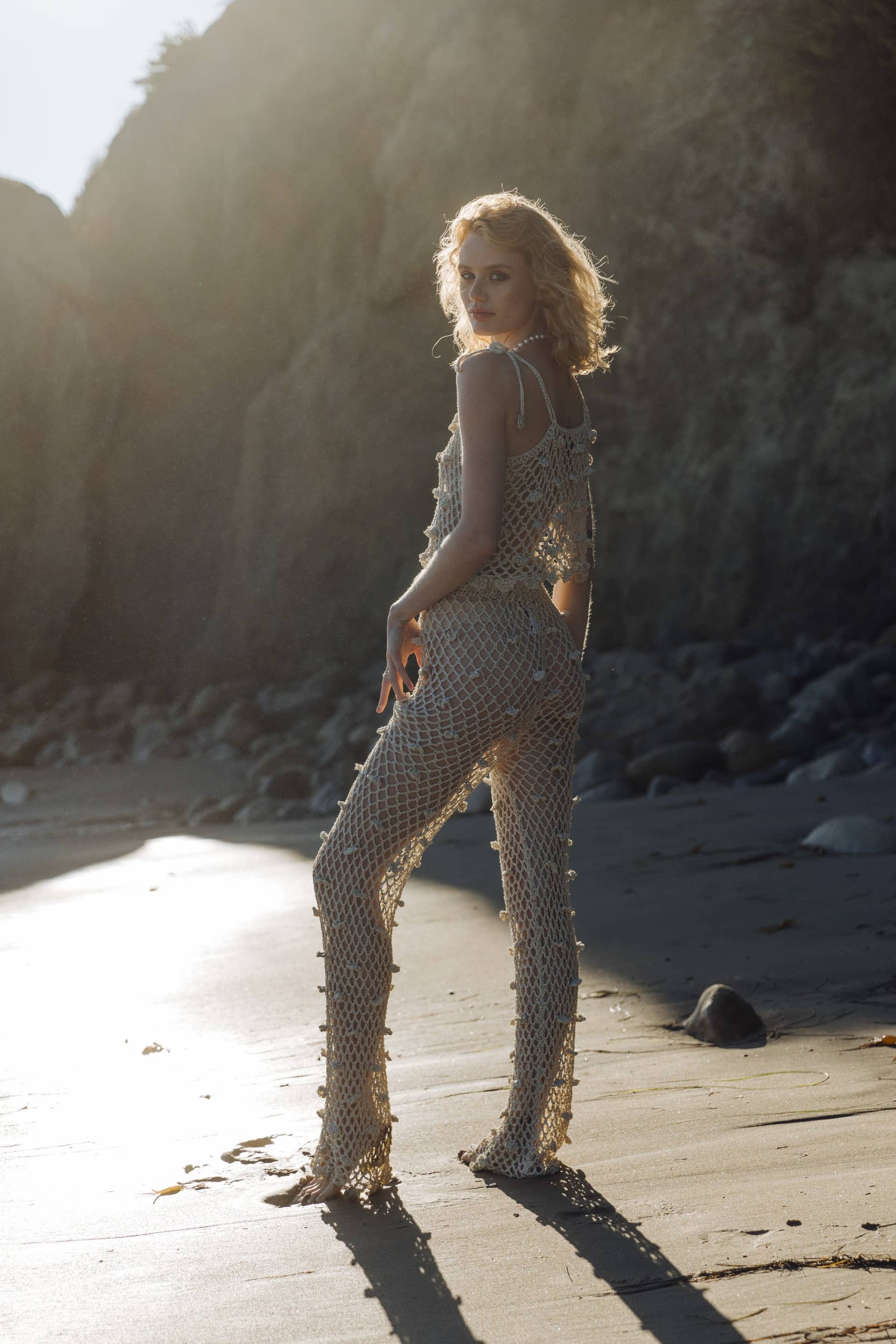 Metallic Handmade Crochet Pants made by ANDREEVA
