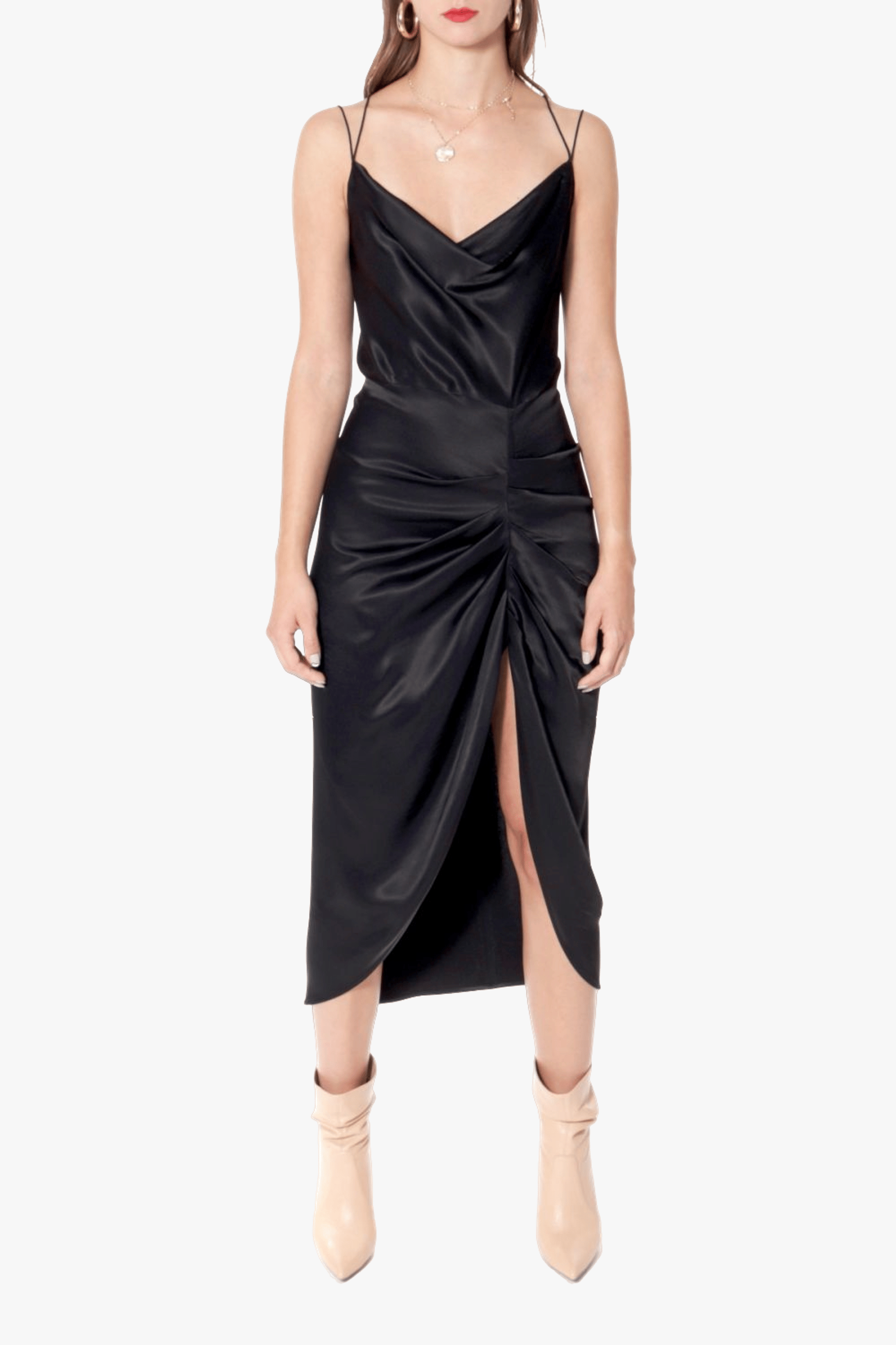 Dress Ava Glossy Black made by HALEWSKI