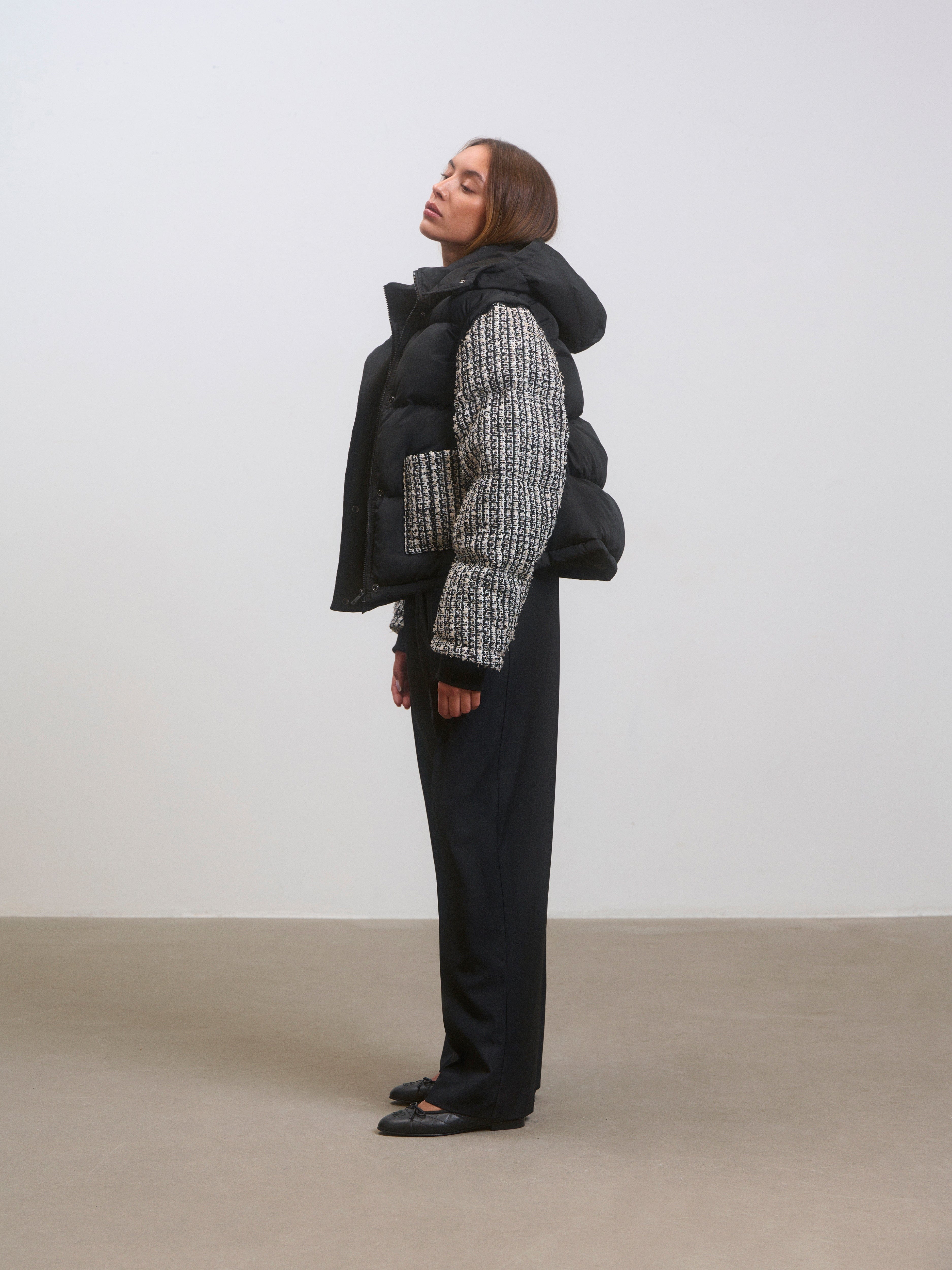 Tweed Puffer Jacket and Vest made by CLOEYS