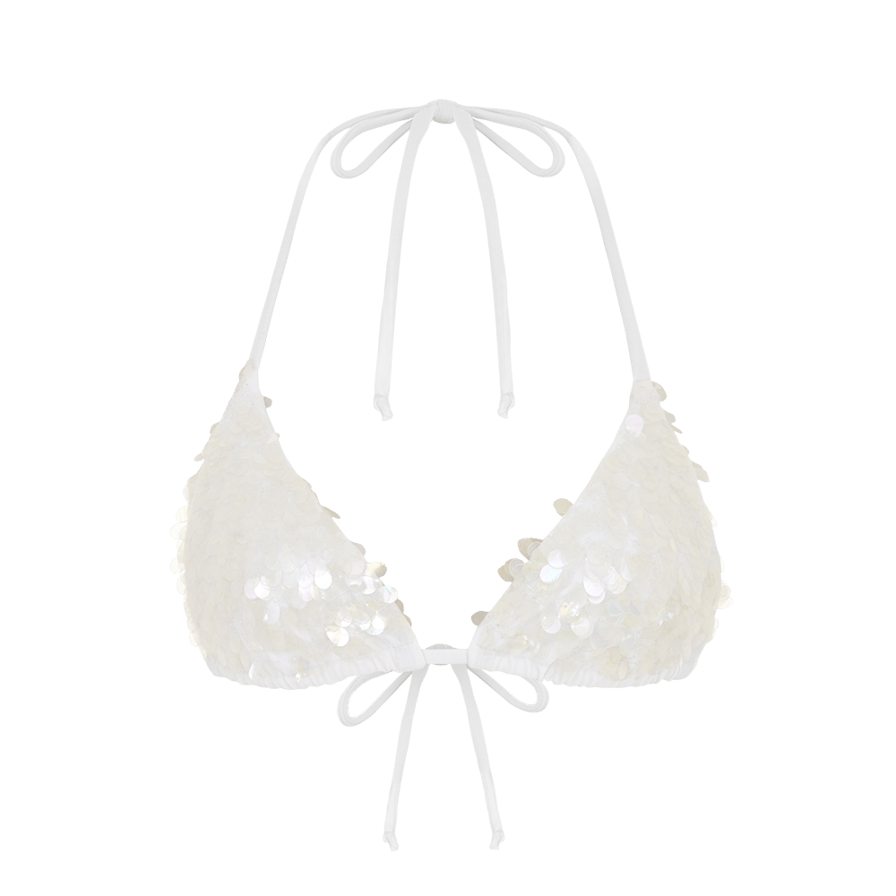 Sienna Sequin Embroidery Bikini Top made by Oceanus Swimwear