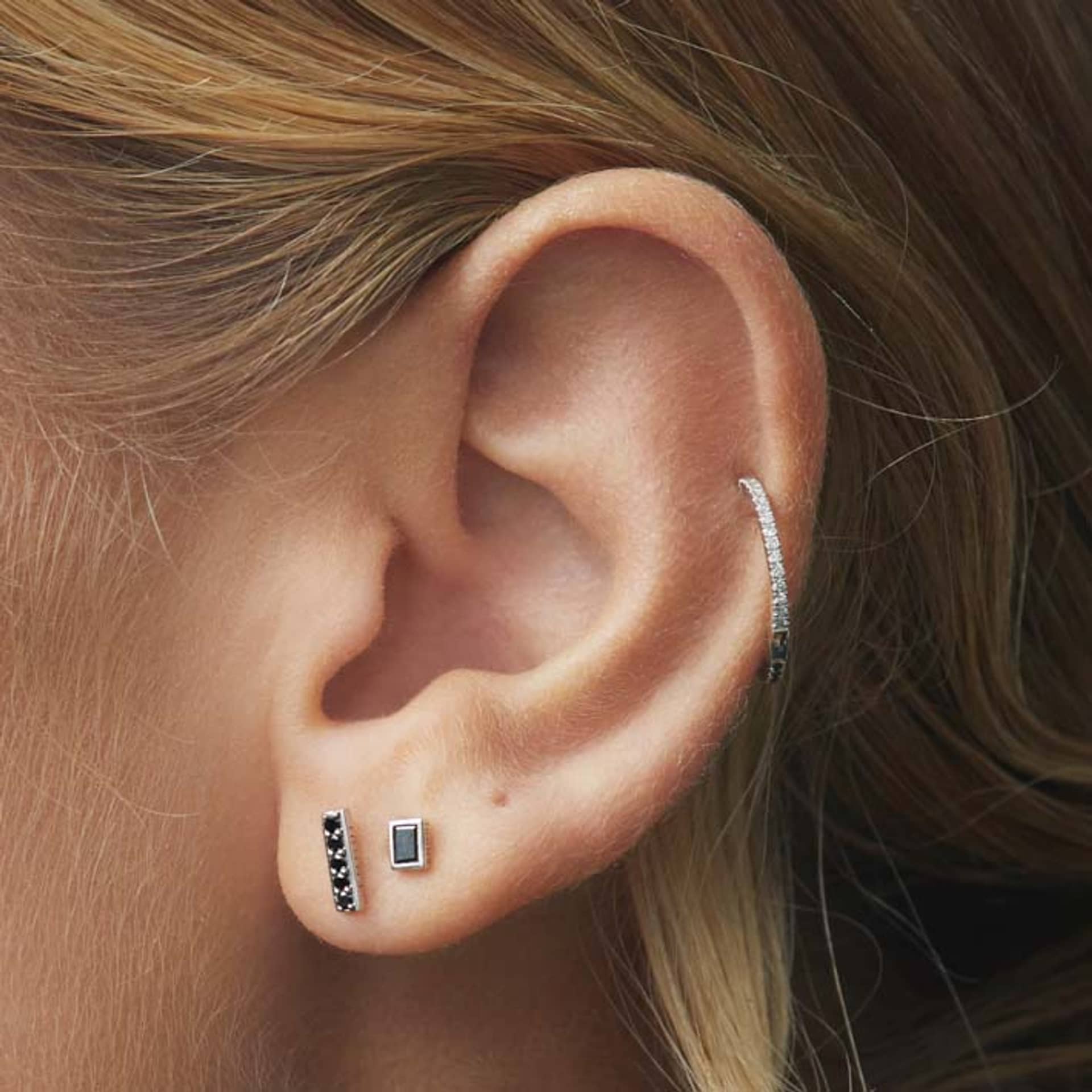 HOOP BLACK/WHITE DIAMOND & YELLOW GOLD - 14mm made by ENNUI