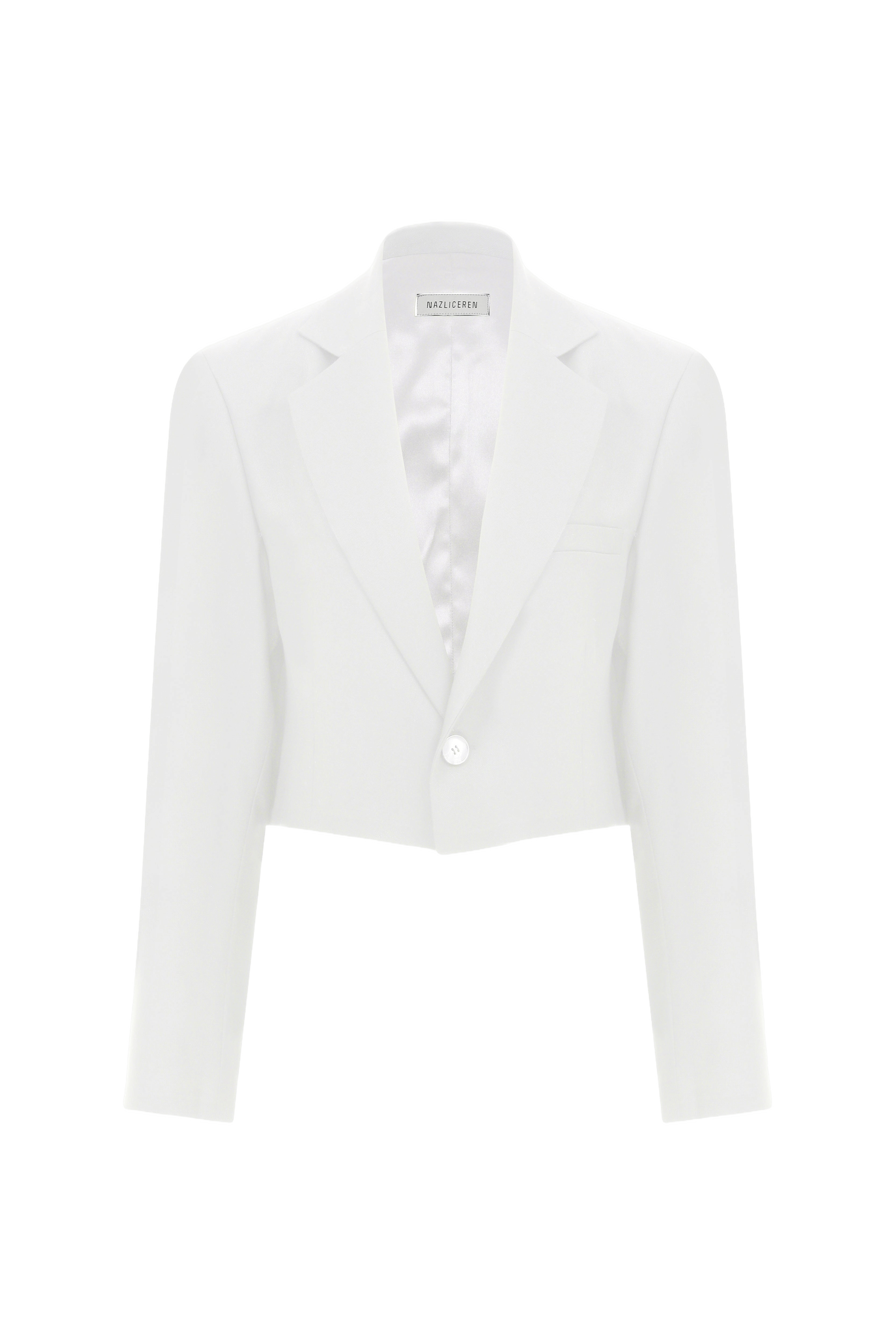 Boxy Satin Cropped Jacket In Vanilla Ice made by Nazli Ceren