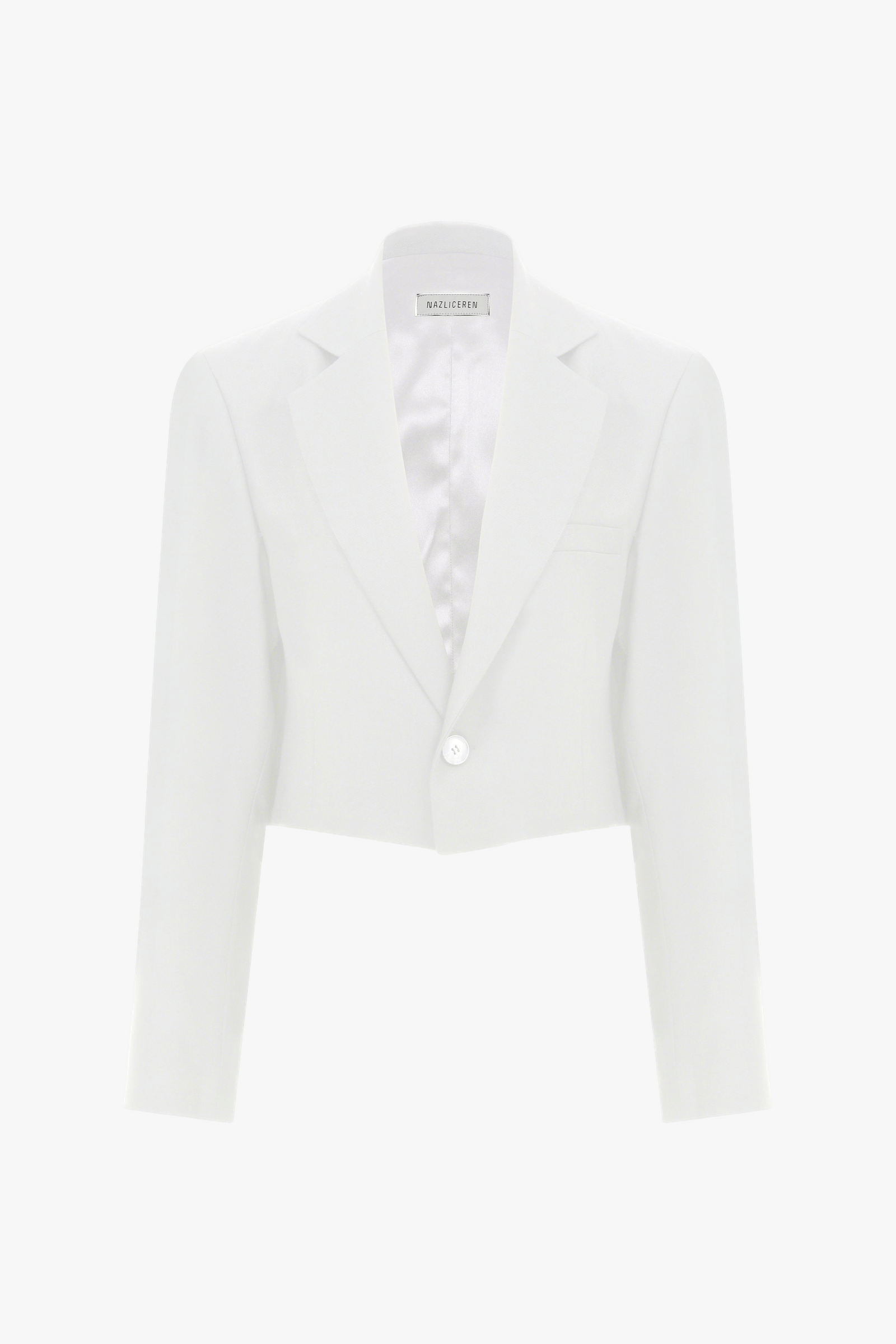Boxy Satin Cropped Jacket In Vanilla Ice made by Nazli Ceren