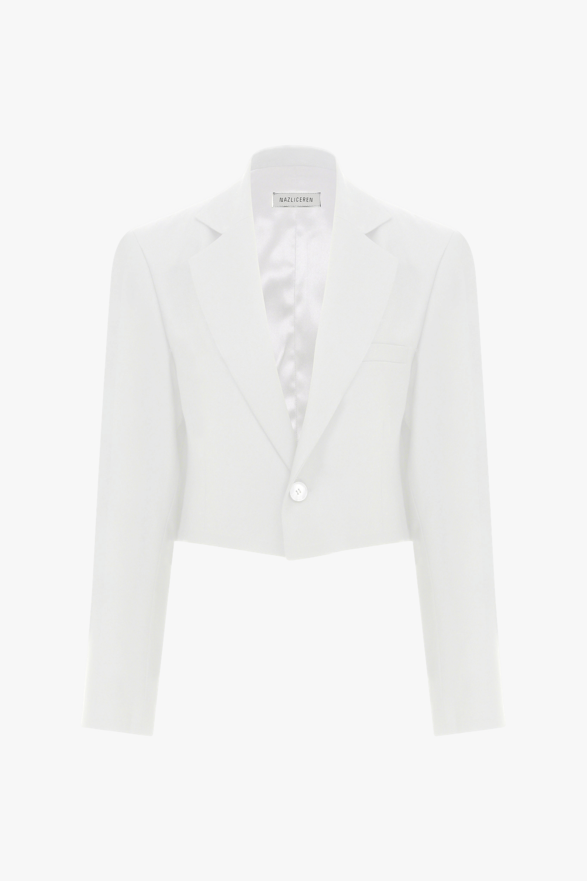 Boxy Satin Cropped Jacket In Vanilla Ice made by Nazli Ceren