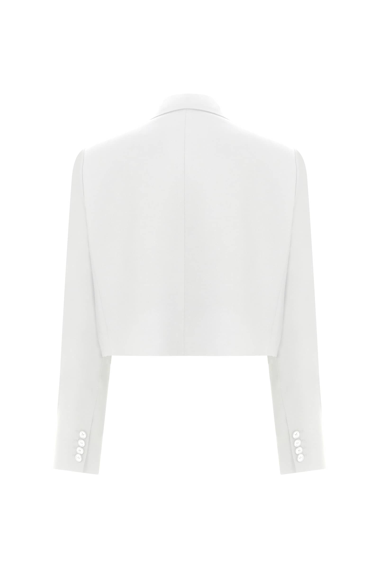 Boxy Satin Cropped Jacket In Vanilla Ice made by Nazli Ceren