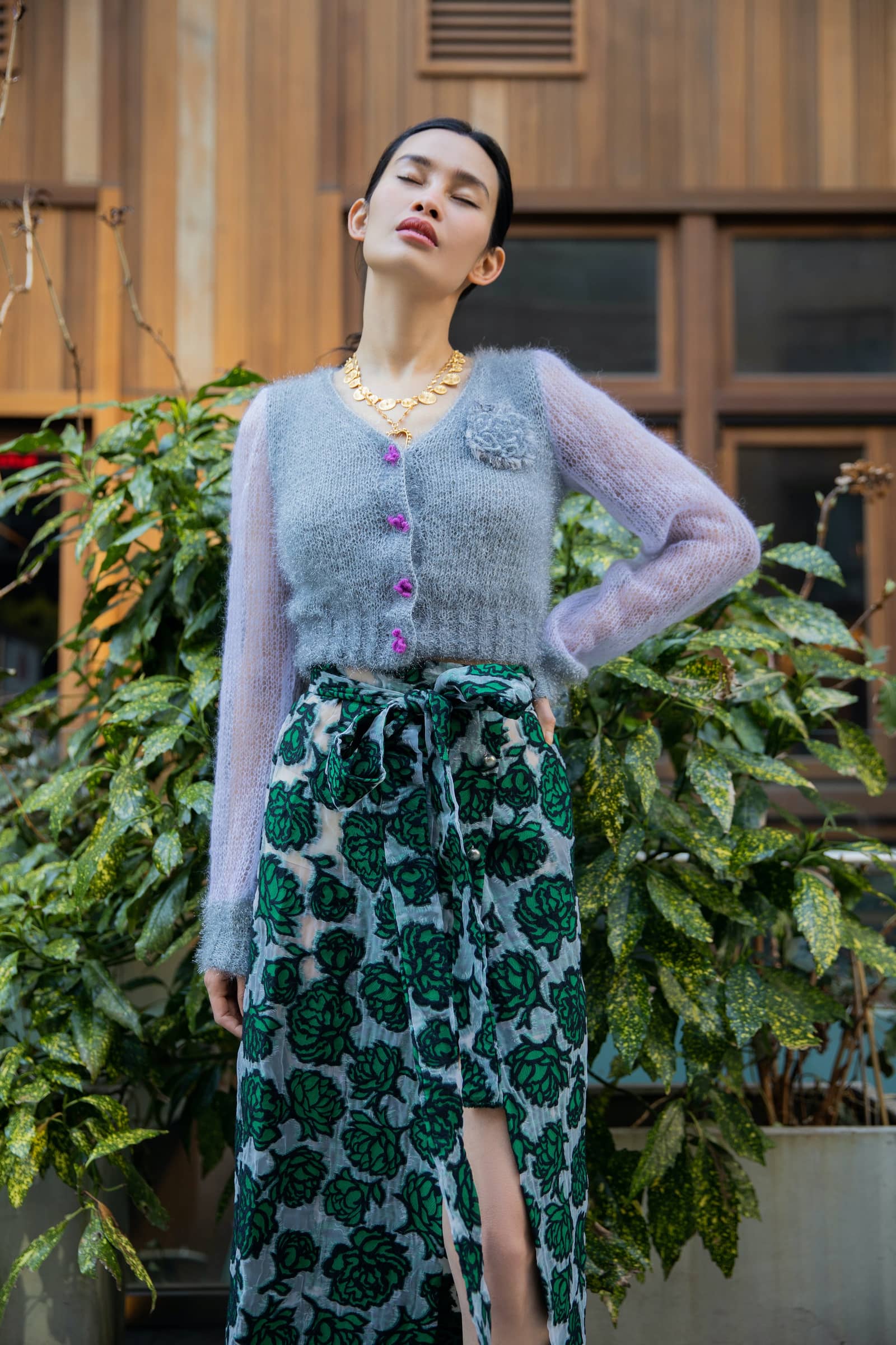 Grey Handmade Cashmere Knit Cardigan in Grey made by ANDREEVA