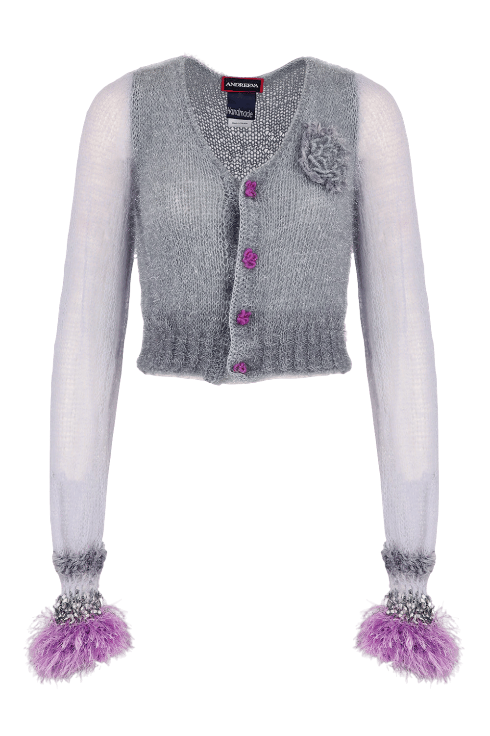 Grey Handmade Cashmere Knit Cardigan in Grey made by ANDREEVA