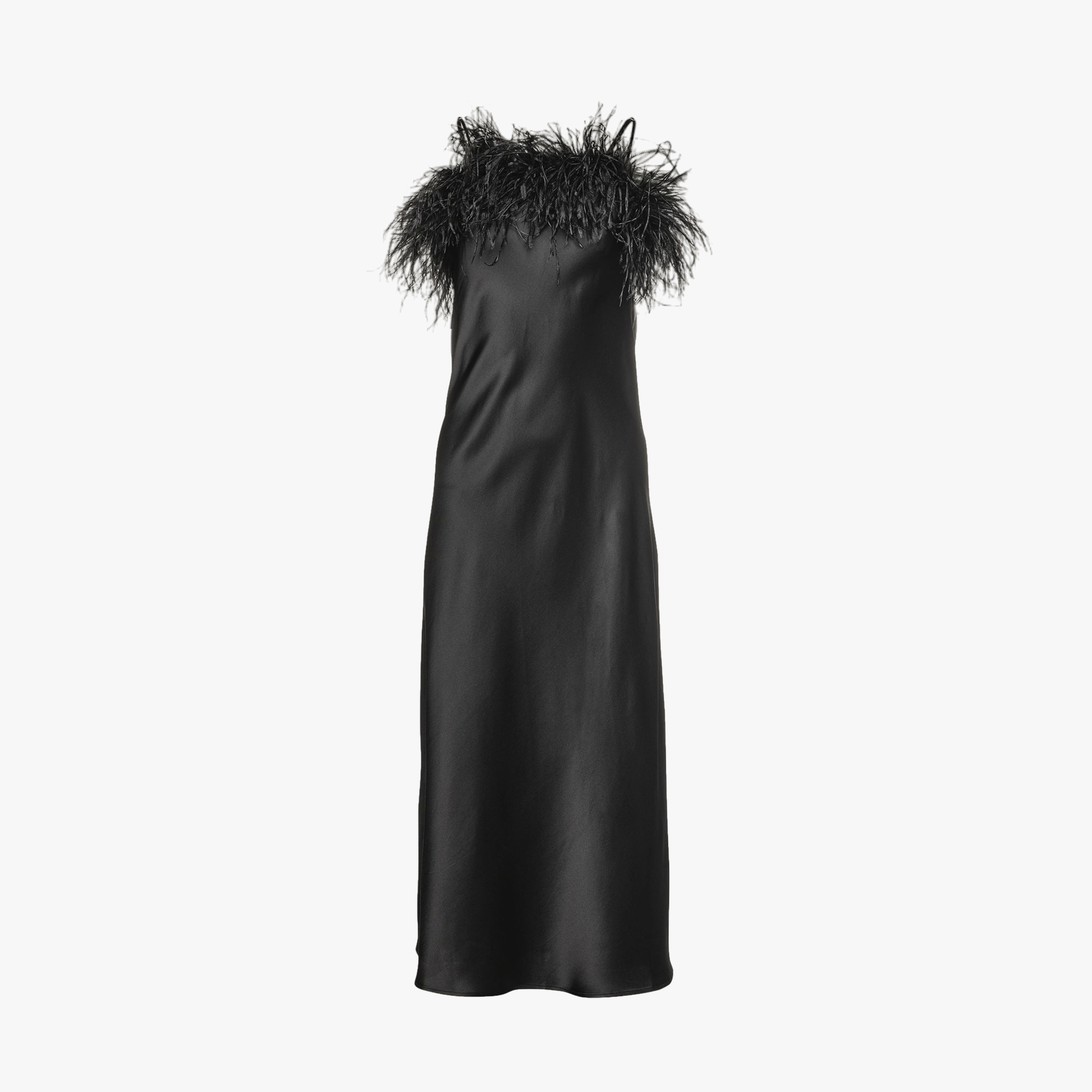 ROMA SILK FEATHER DRESS in Black made by Vasiliki