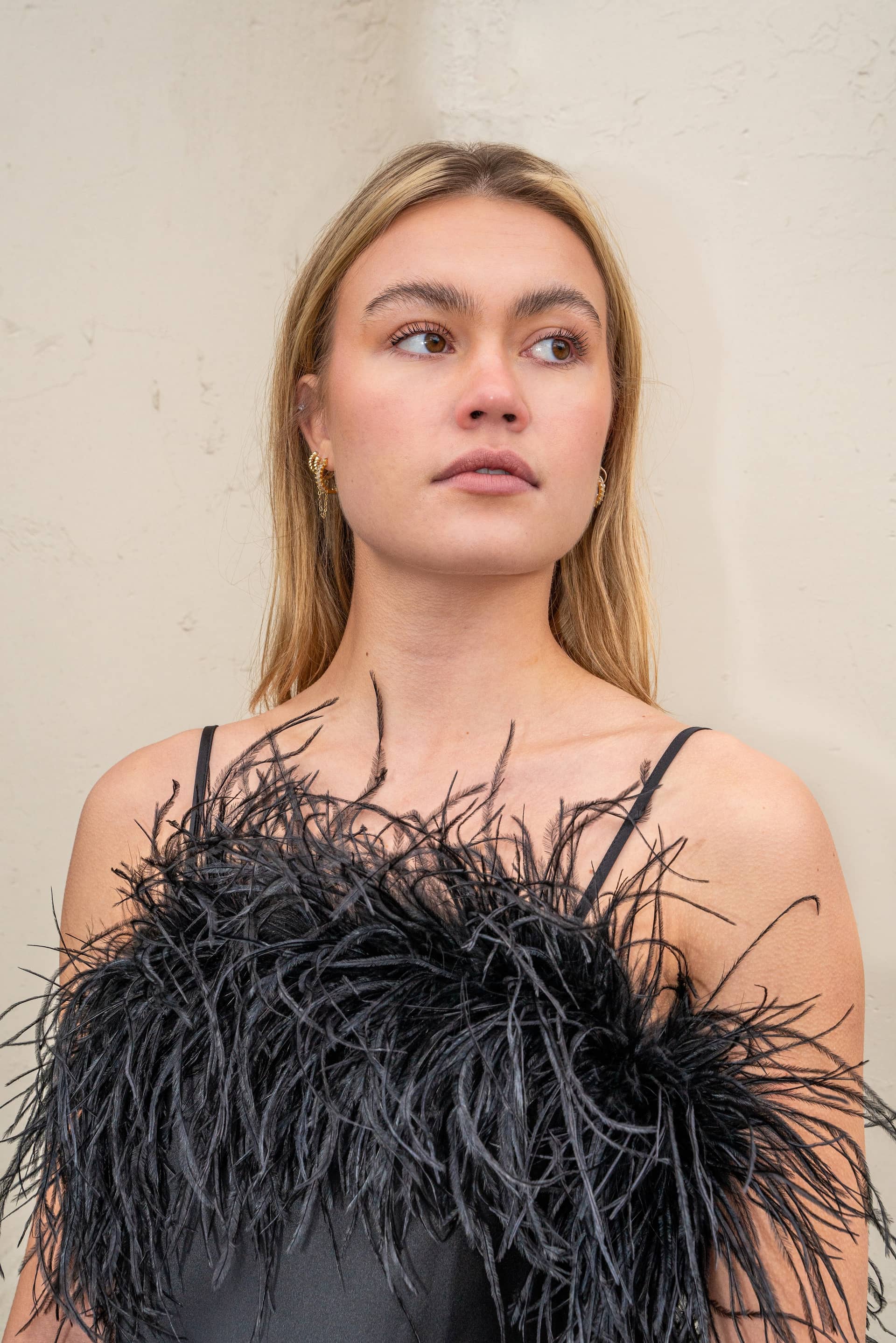 ROMA SILK FEATHER DRESS in Black made by Vasiliki