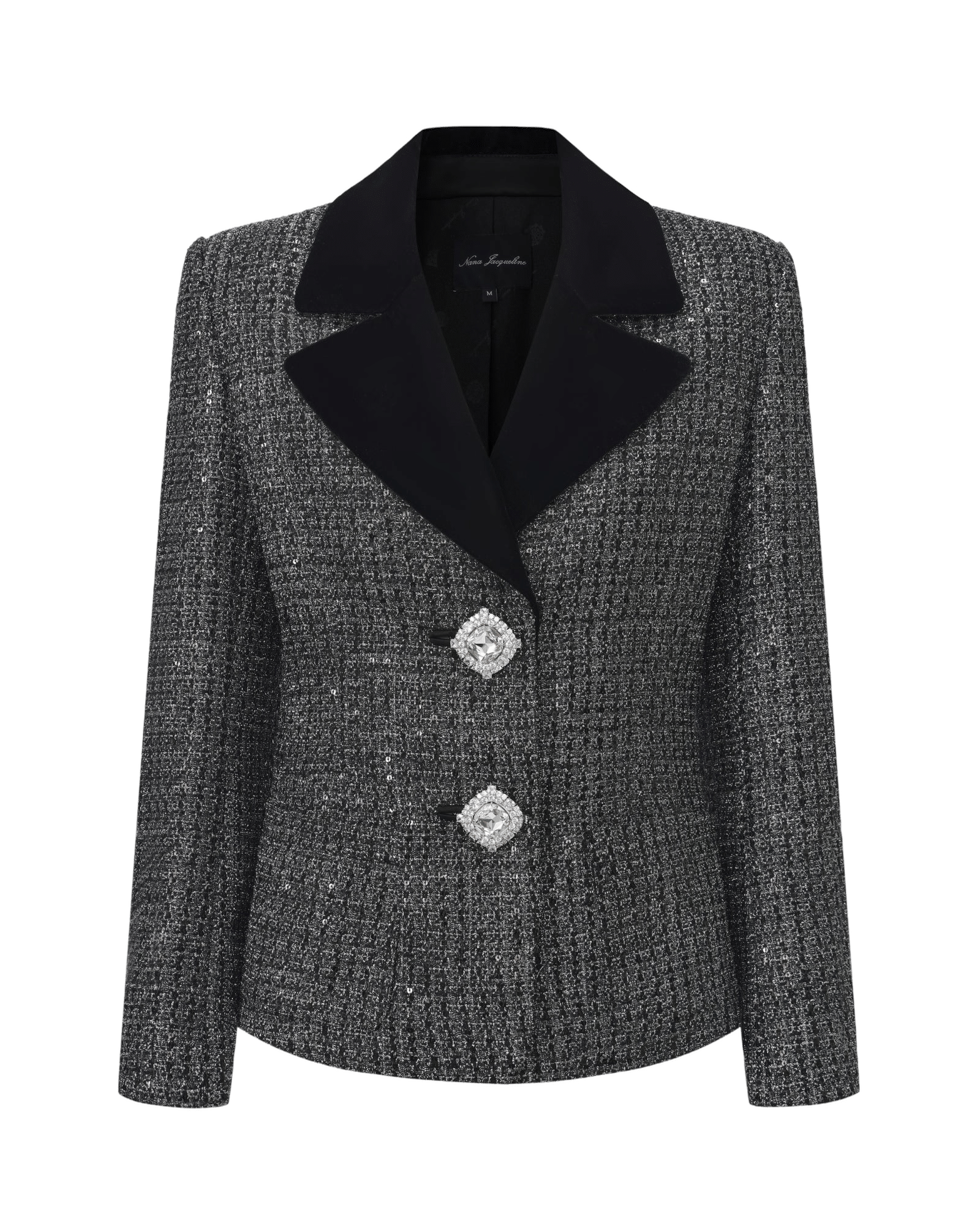 Maya Lapel Suit Jacket (Black & Silver) made by Nana Jacqueline