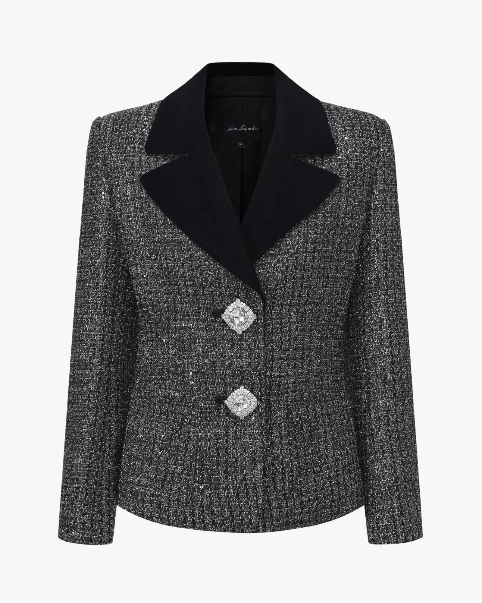 Maya Lapel Suit Jacket (Black & Silver) made by Nana Jacqueline