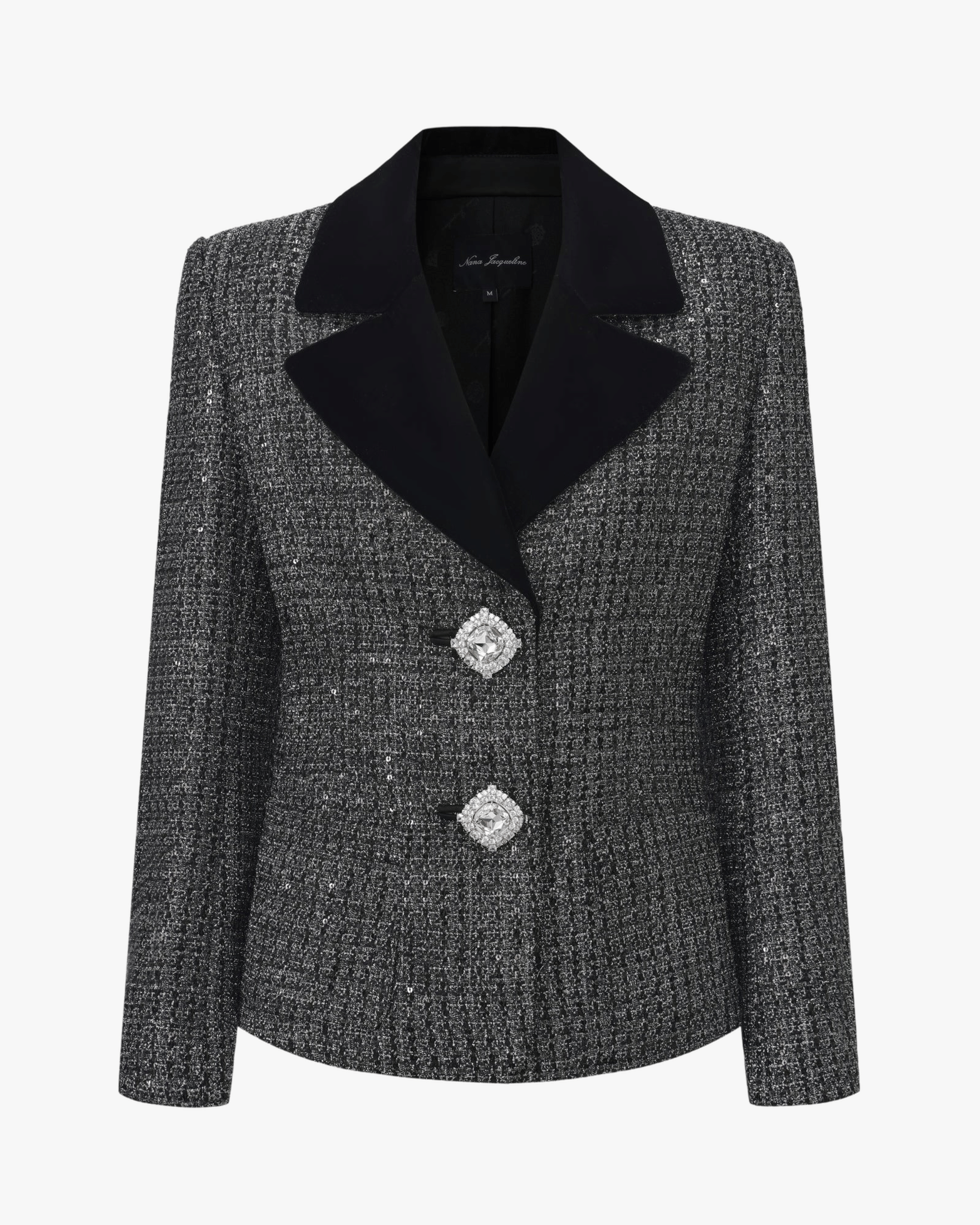Maya Lapel Suit Jacket (Black & Silver) made by Nana Jacqueline