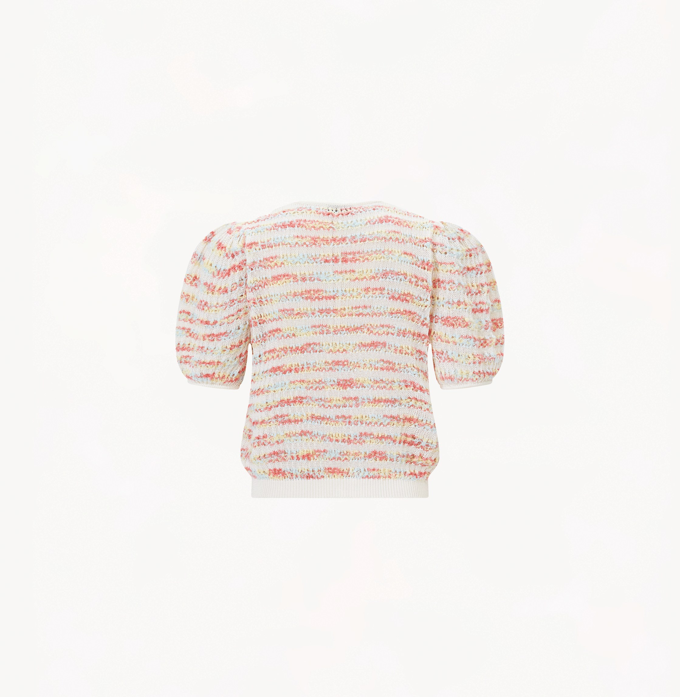 COLORFUL STRIPED PUFF-SLEEVED CARDIGAN in Pink made by CRUSH Collection