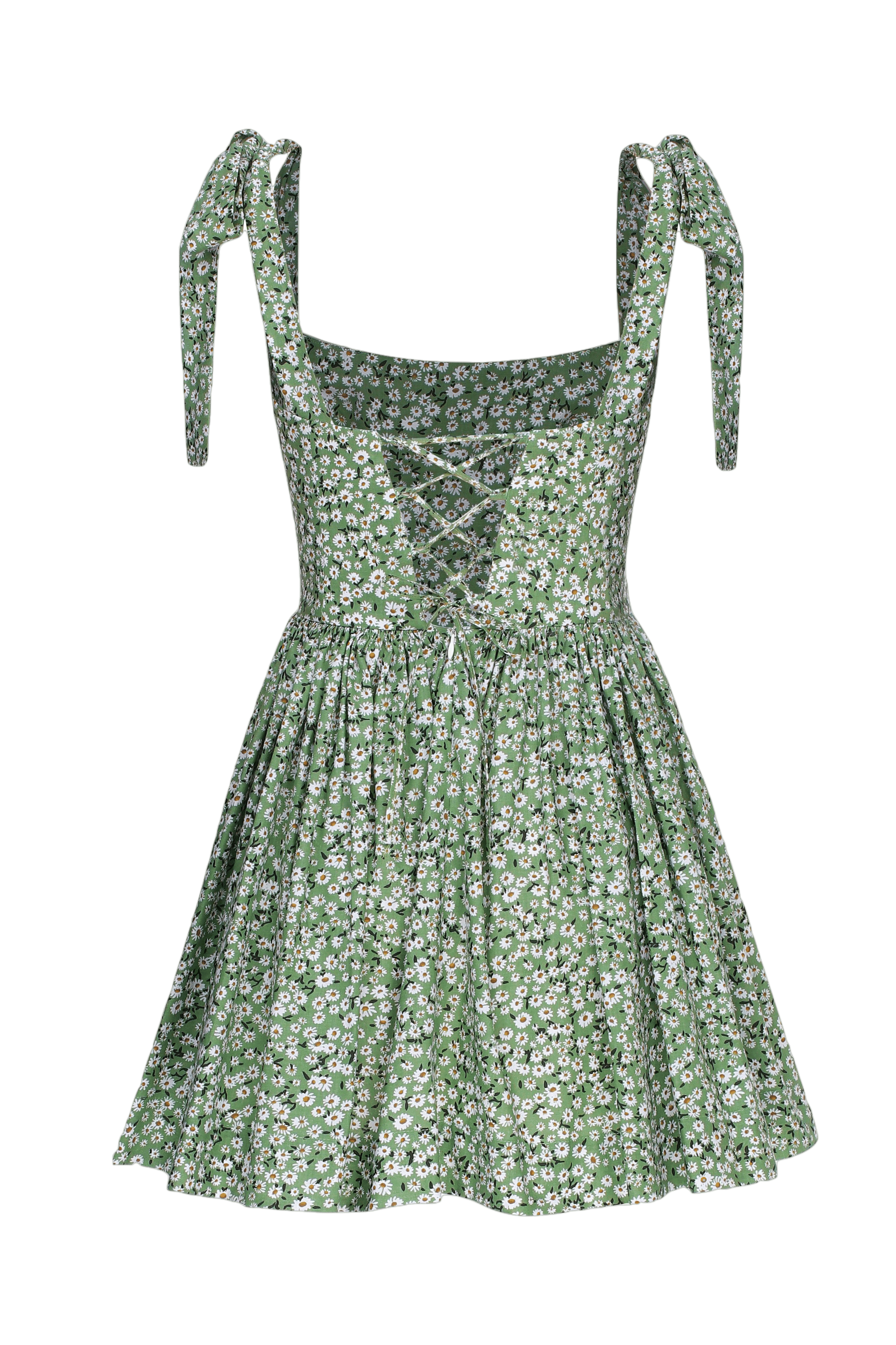 Audree Floral Print Poplin Mini Dress in Spring Green made by Nazli Ceren