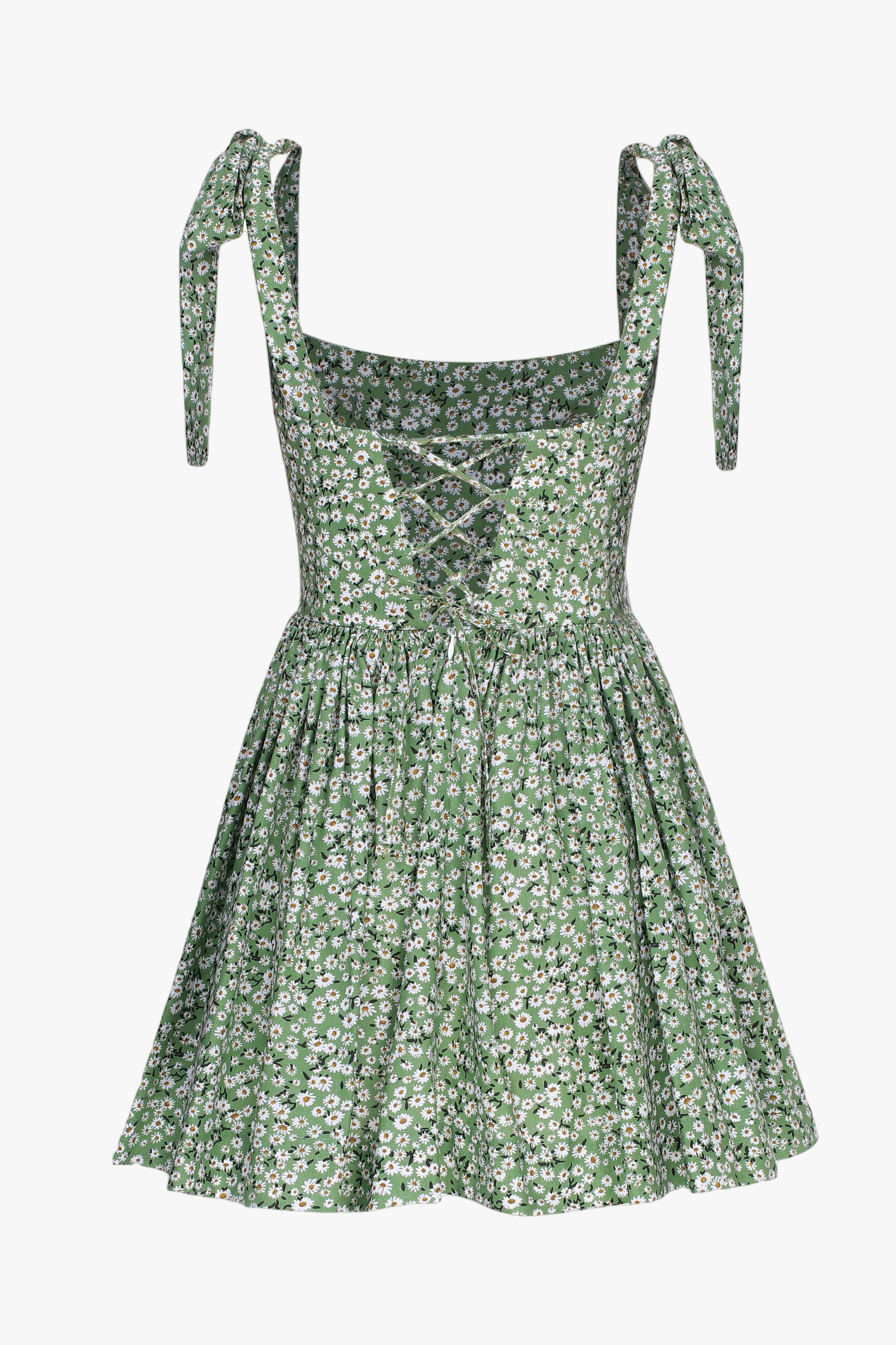 Audree Floral Print Poplin Mini Dress in Spring Green made by Nazli Ceren