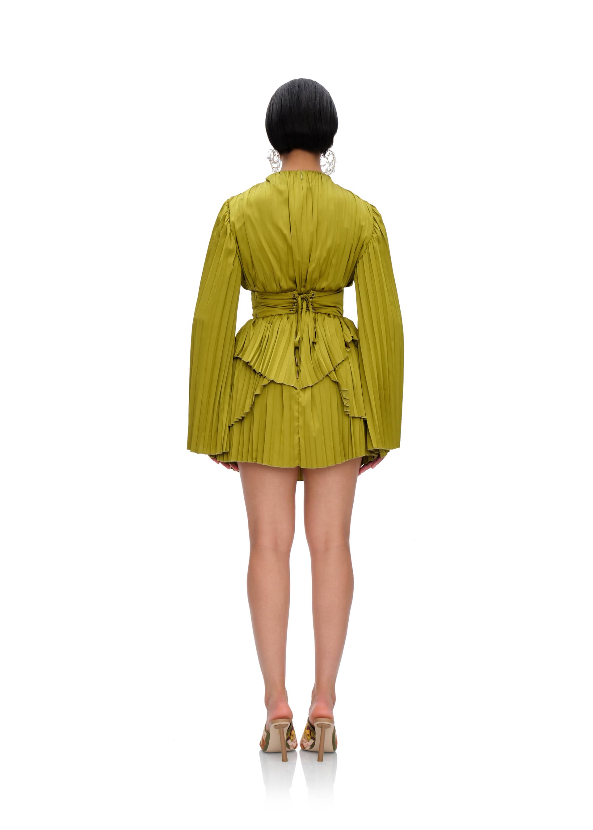 LENTI PLEATED MINI DRESS - LIME made by Andrea Iyamah