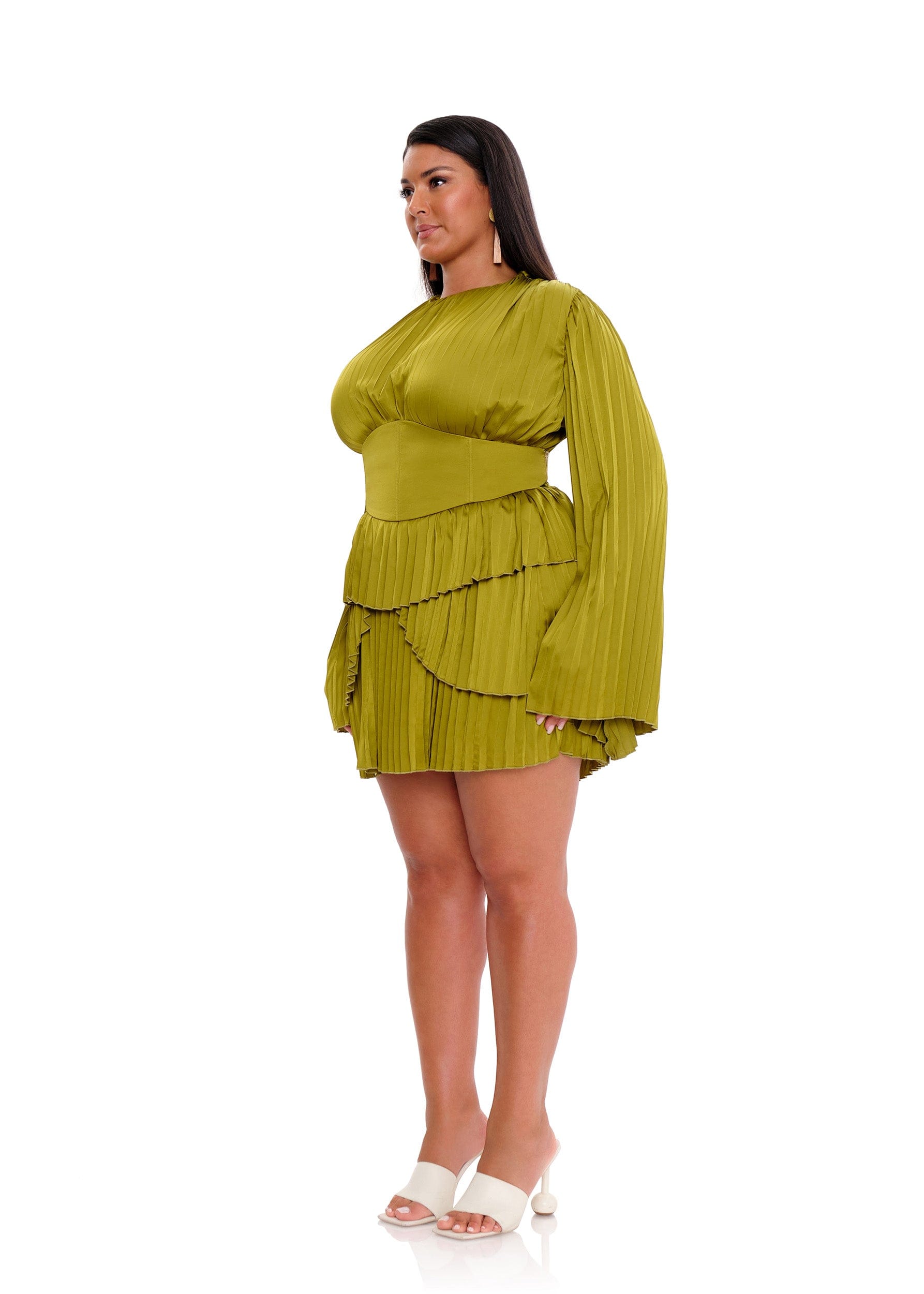 LENTI PLEATED MINI DRESS - LIME made by Andrea Iyamah